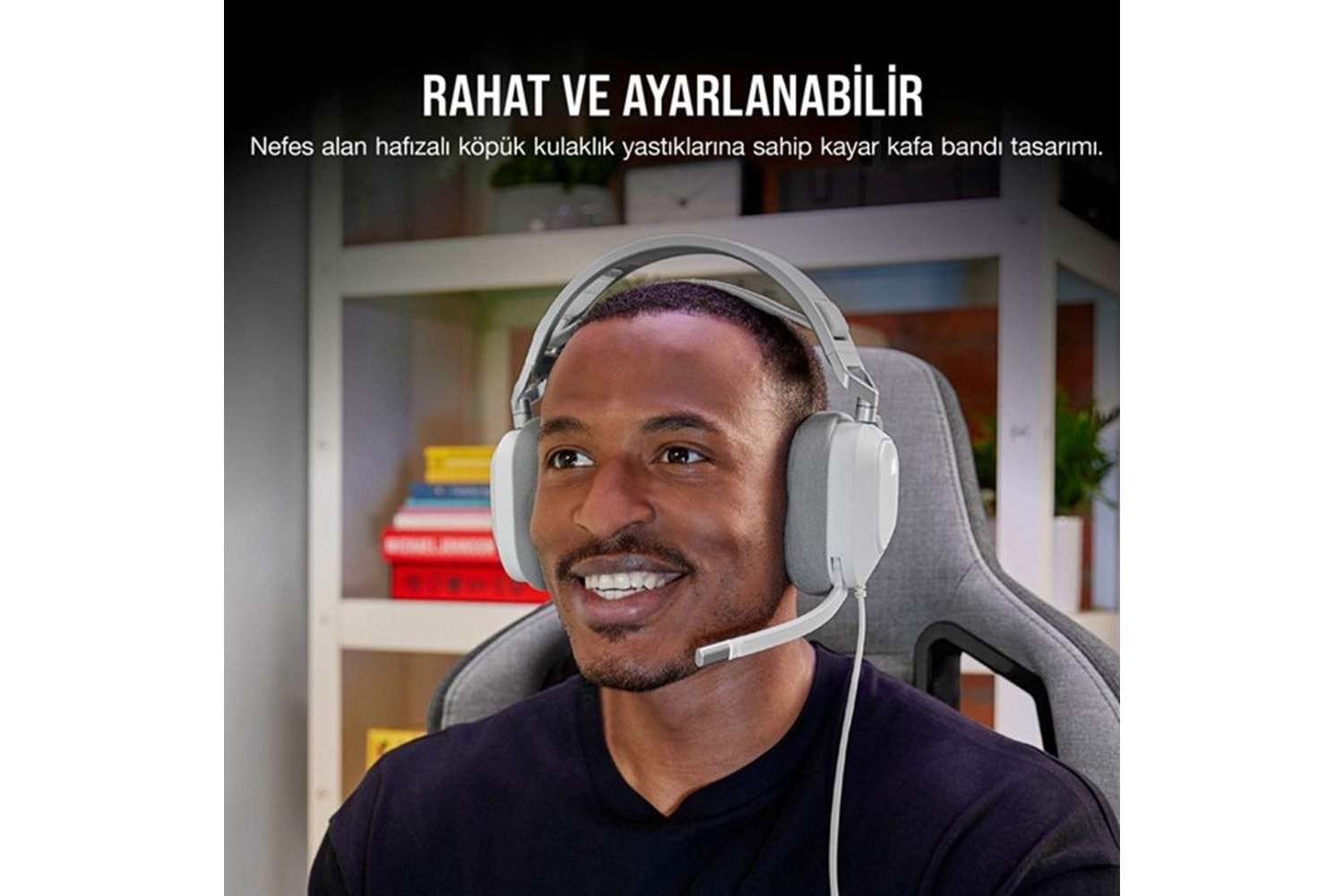 CORSAIR CA-9011238-Eu HS80 RGB Kablolu Oyuncu Kulaklığı - Beyaz
