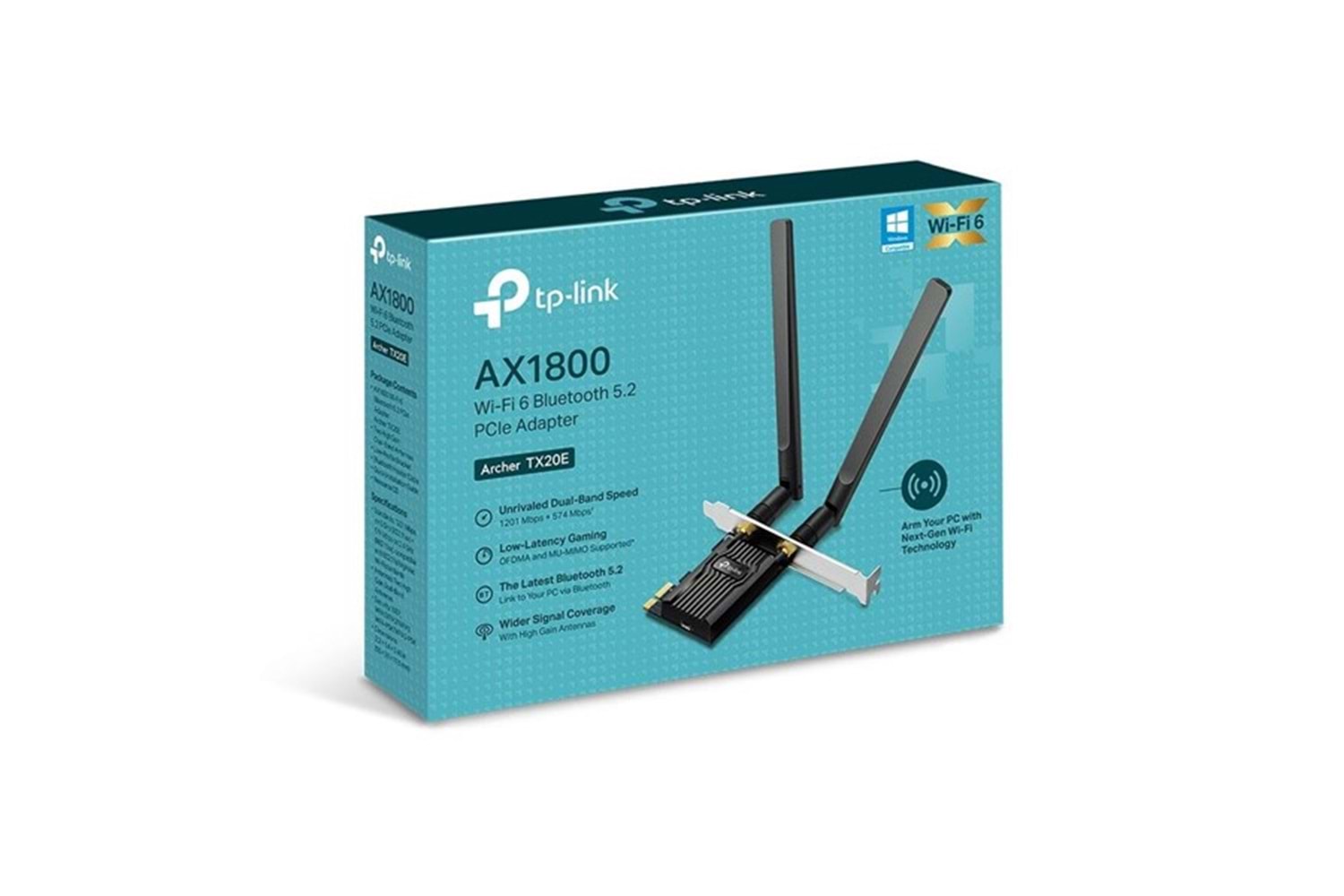 TP-LINK ARCHER TX20E AX1800 Wi-Fi 6 Bluetooth 5.2 PCIe Kablosuz Ağ Adaptörü