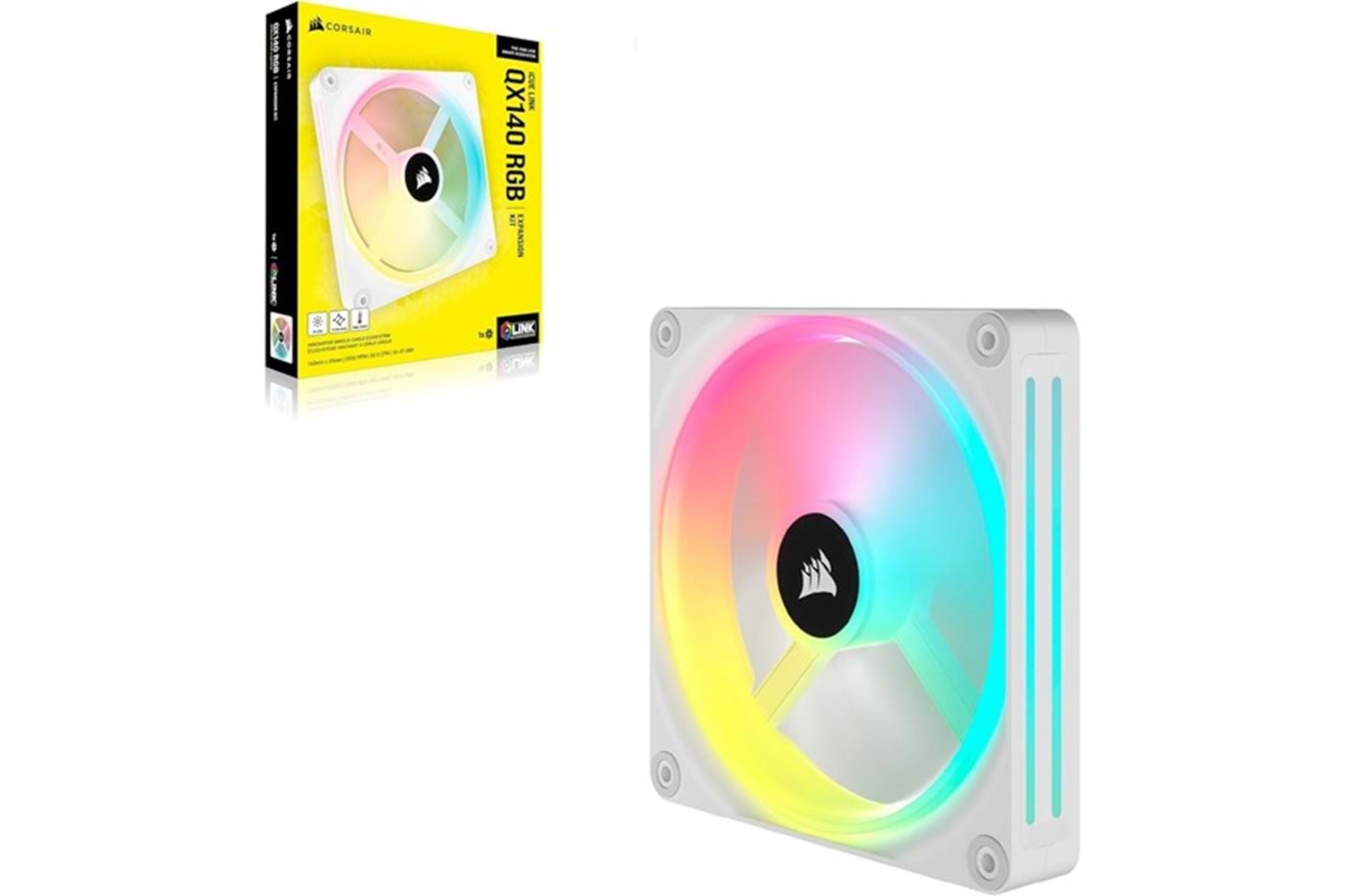 CORSAIR iCUE LINK QX140 CO-9051007-WW RGB 140mm PWM PC Fan Expansion Kit Beyaz