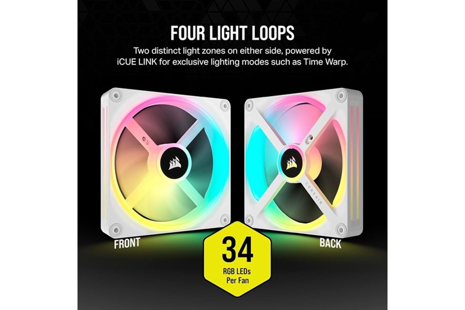 CORSAIR iCUE LINK QX140 CO-9051007-WW RGB 140mm PWM PC Fan Expansion Kit Beyaz
