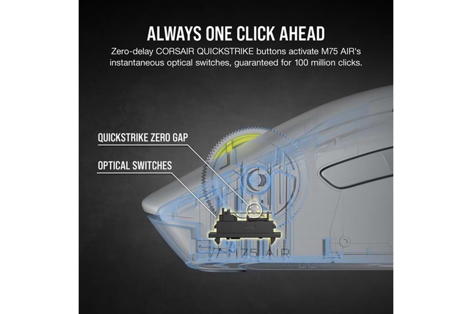 CORSAIR M75 AIR WIRELESS ULTRA LIGHTWEIGHT 26000dpi KABLOSUZ GAMING MOUSE GRI