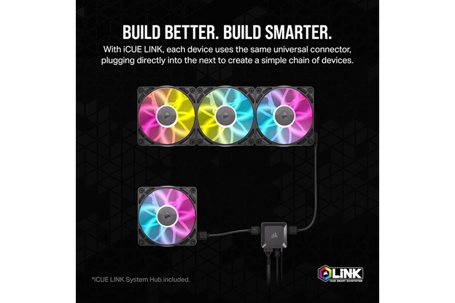 CORSAIR QX120 CO-9051024-WW 14CM RGB KASA FANI+HUB KIT BEYAZ 2-li paket
