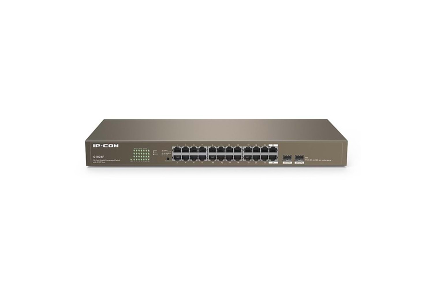 IP-COM 24port IP-G1024F Gigabit 2-SFP Yonetilemez Rack Mount Switch Metal Kasa