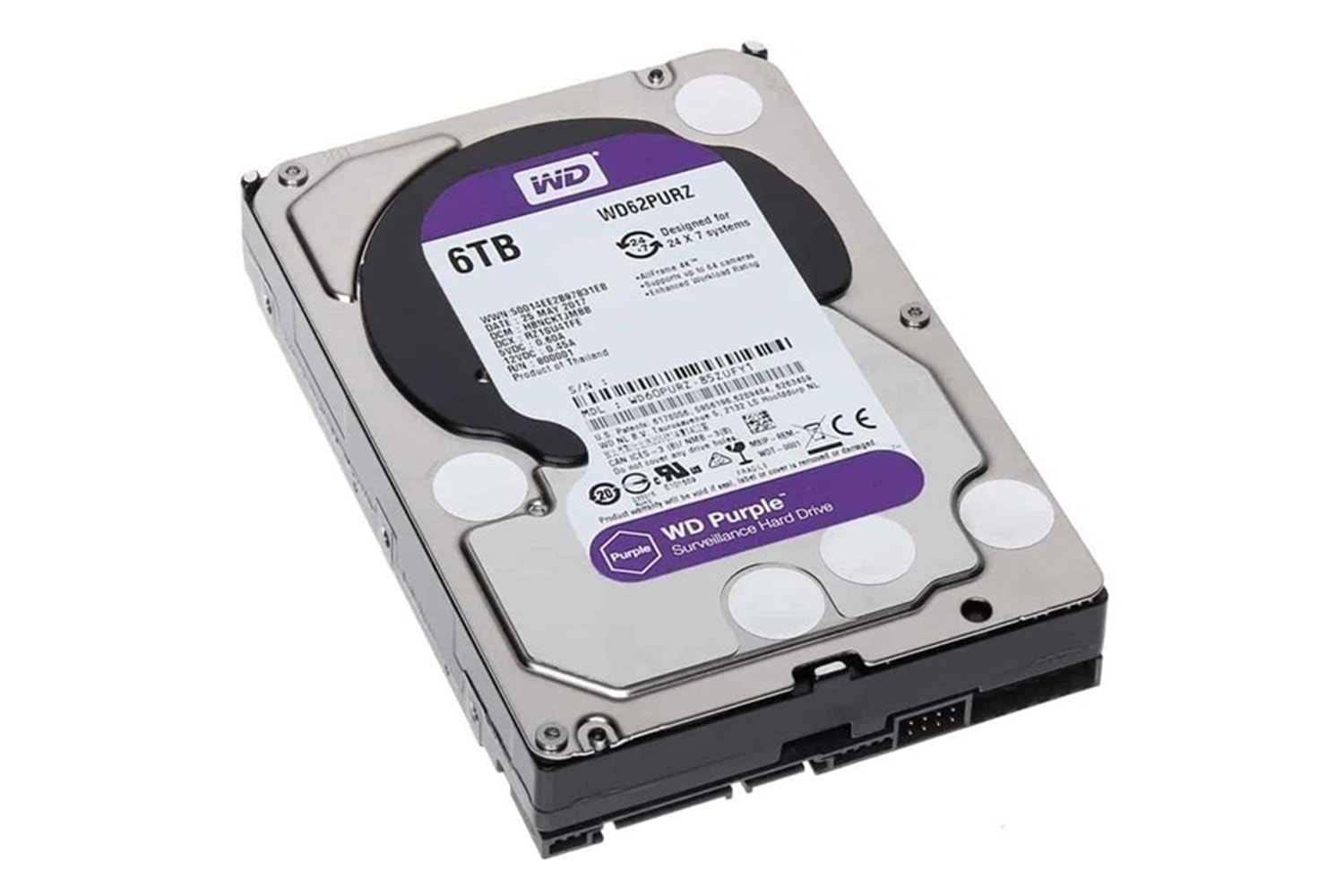 WD 6TB PURPLE WD62PURZ 256MB 5400RPM GÜVENLİK DİSKİ