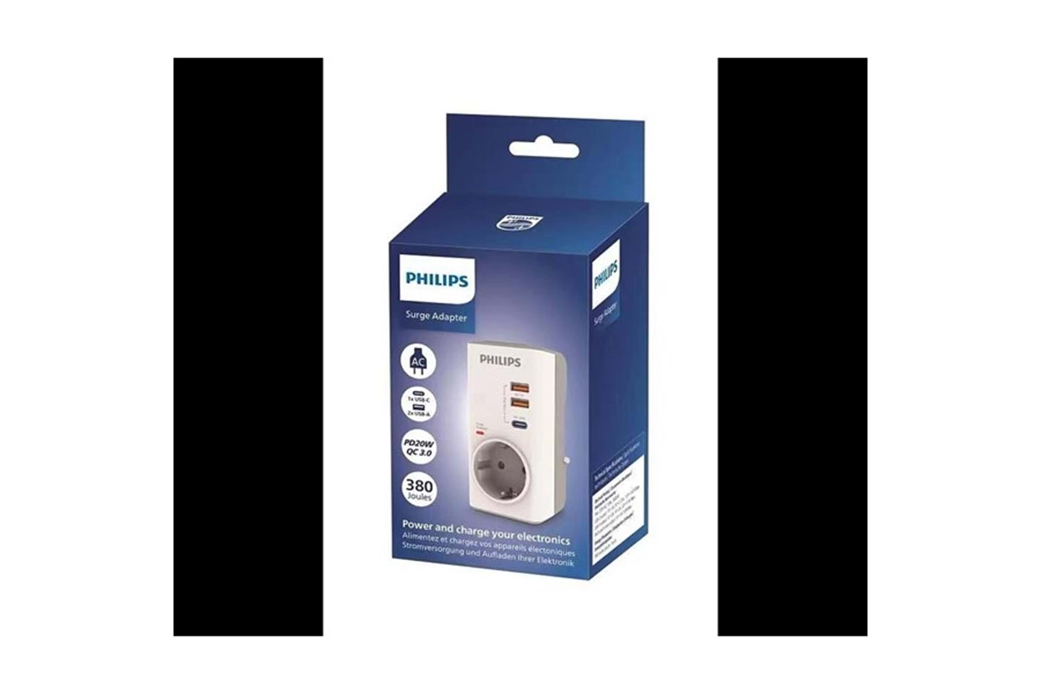 PHILIPS 1-li CHP8010W/10 380 Joules Akım Koruma Prizi Beyaz USB,TYPE-C