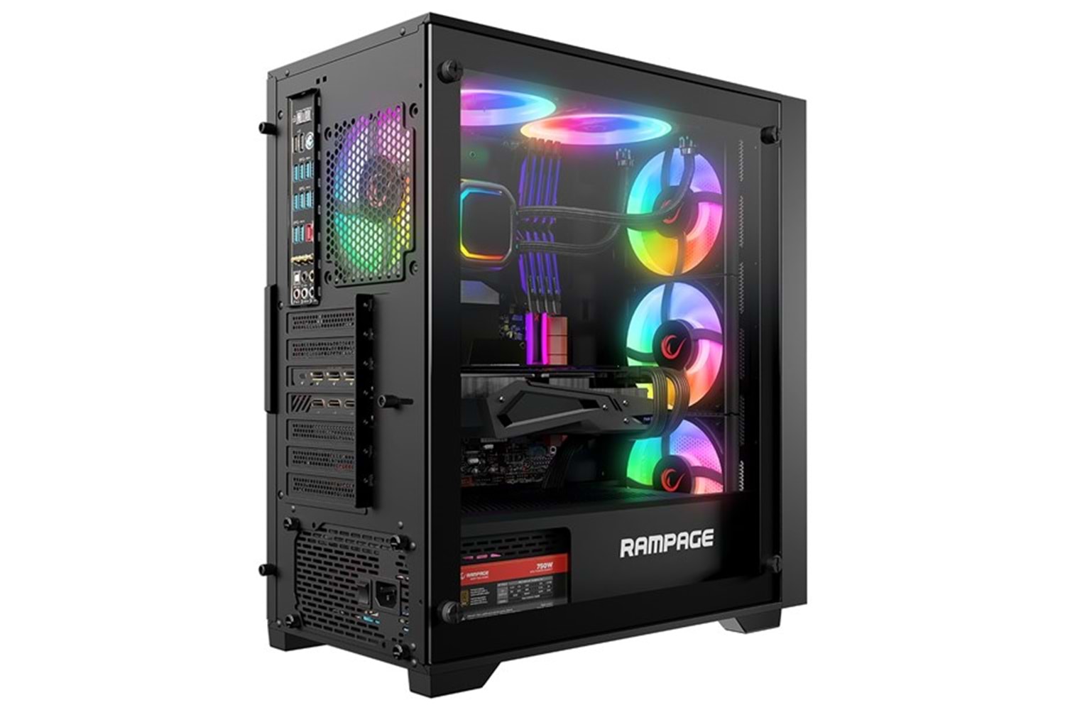 RAMPAGE 750W 80+ BRONZE VOYAGER 4-RGB FANLI GAMING MID-TOWER PC KASASI