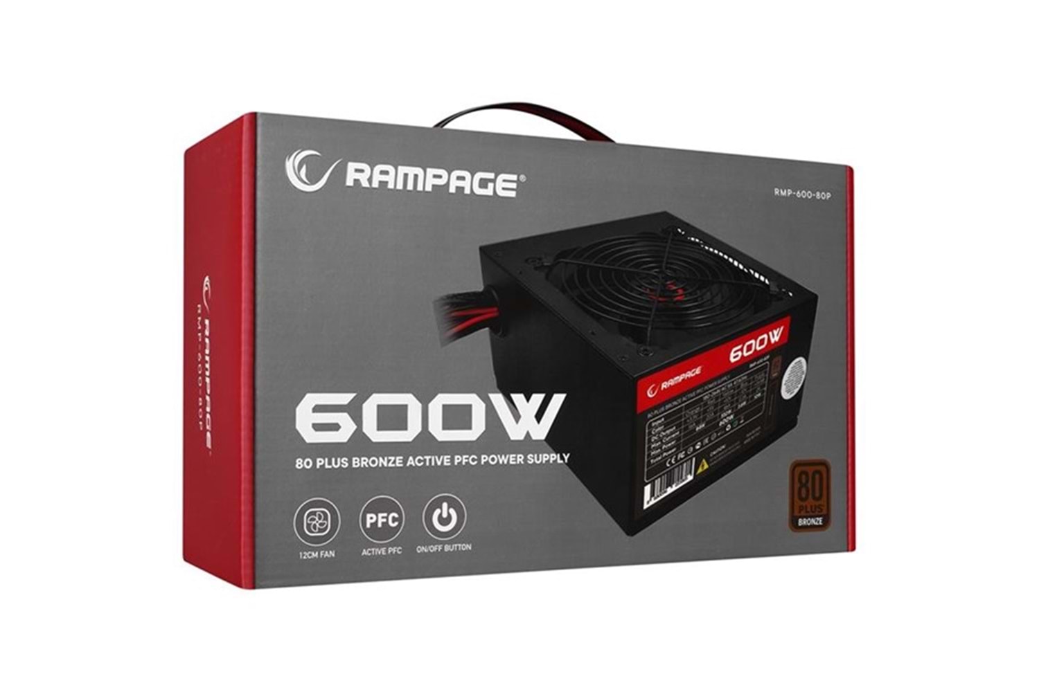 RAMPAGE 600W 80+ RMP-600-80P POWER SUPPLY 