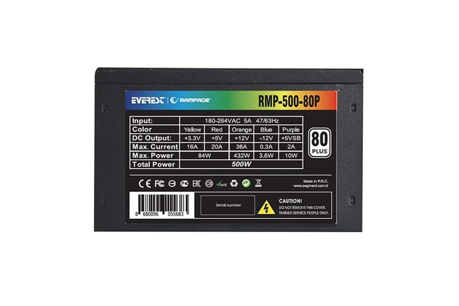 RAMPAGE 500W 80+ RMP-500-80P POWER SUPPLY 