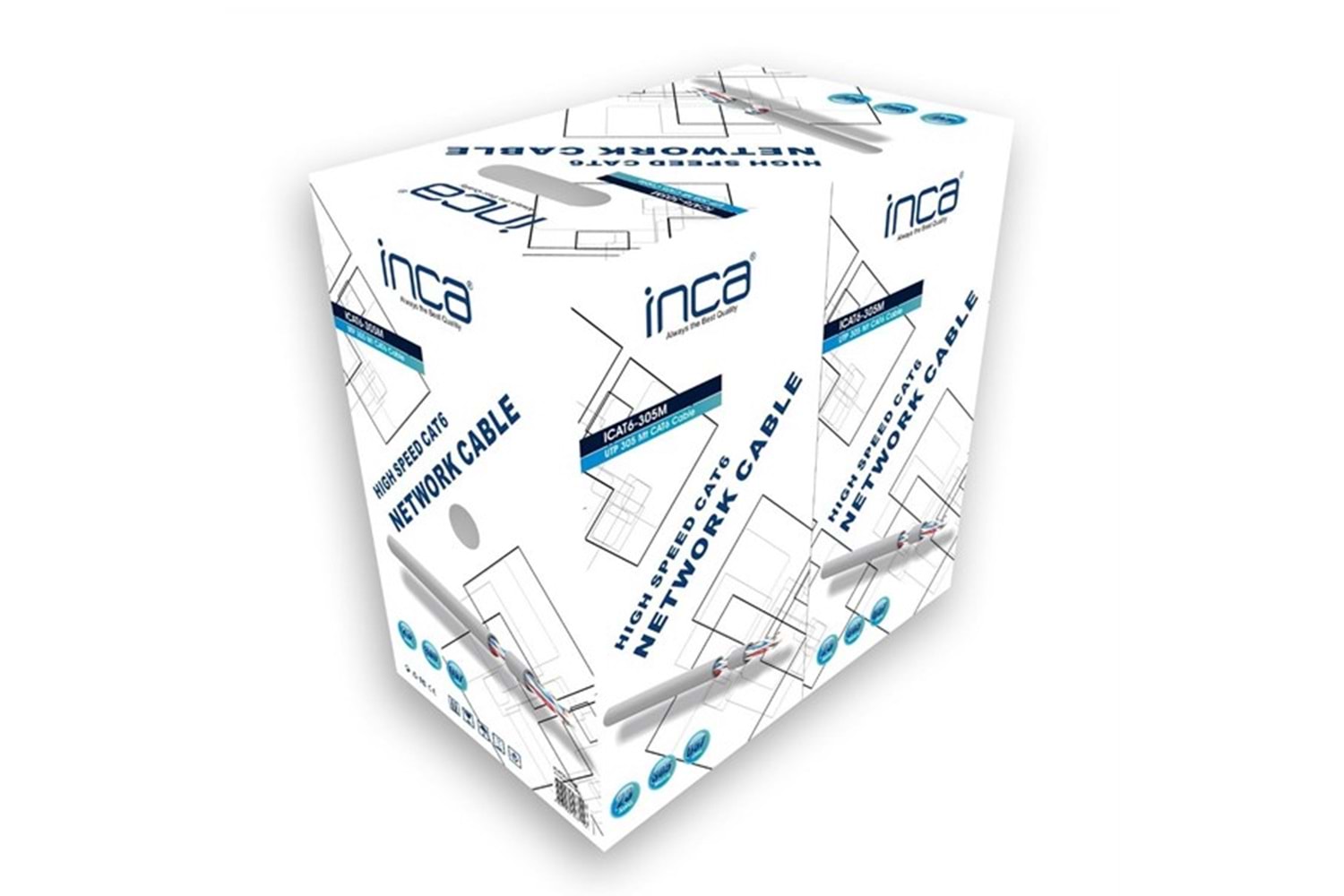 INCA CAT6 Utp 23AWG 305m Bakır Kablo 0.57mm ICAT-305