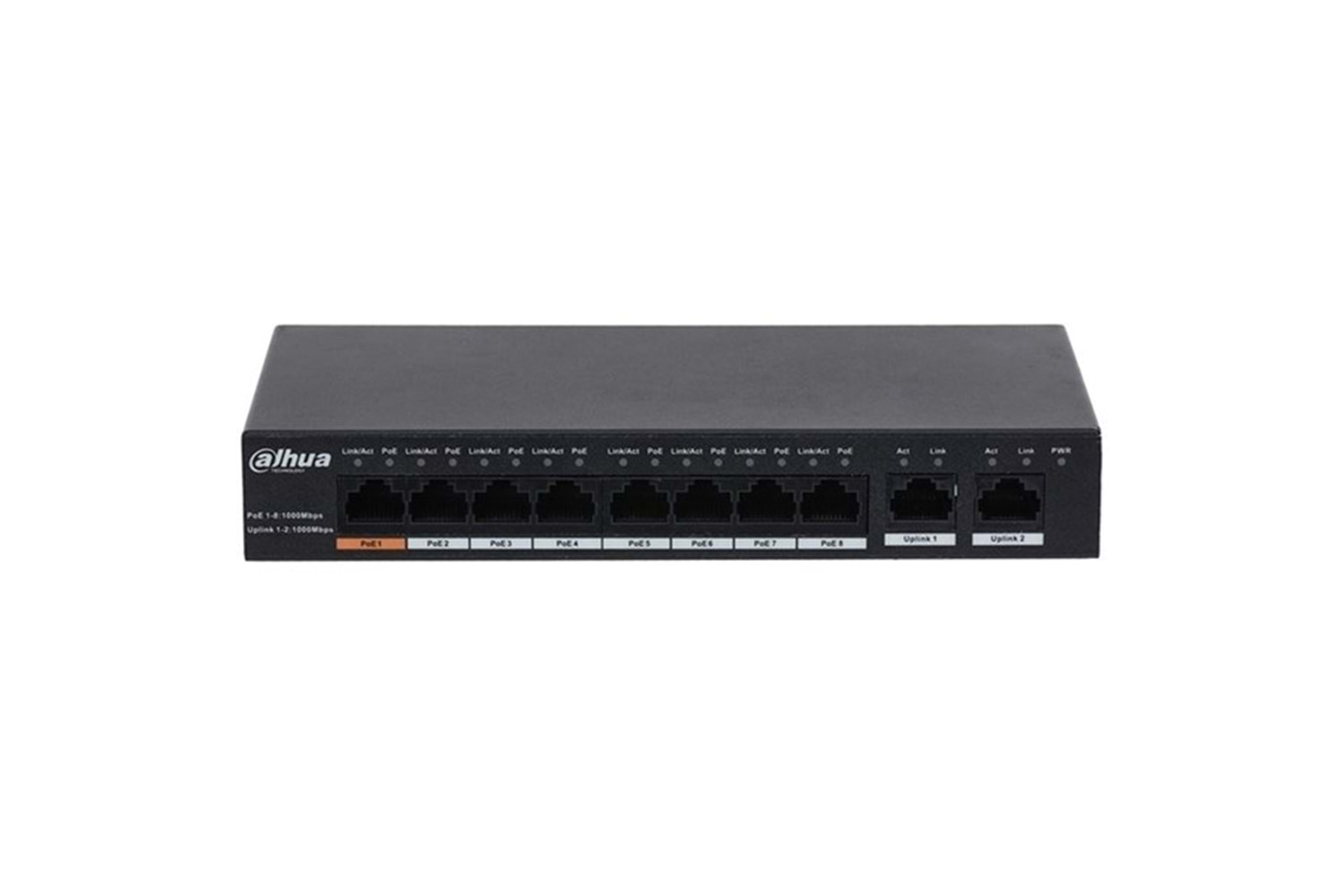 DAHUA 8port PFS3010-8GT-96 Gigabit 2-Uplink 90w Full PoE Yönetilemez Switch