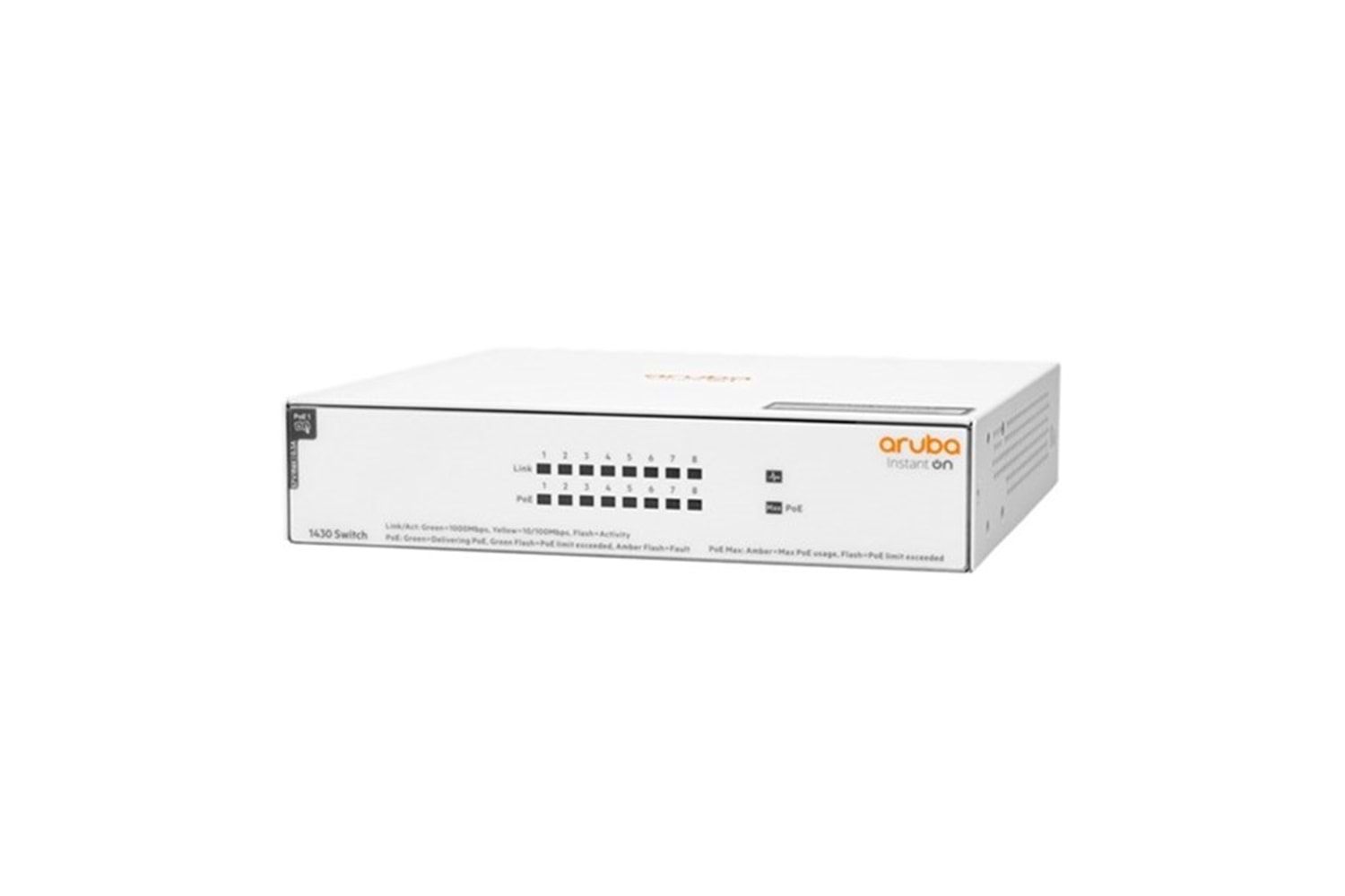 ARUBA 8port Instant On 1430-8 R8R46A Gigabit 64w Full PoE Switch