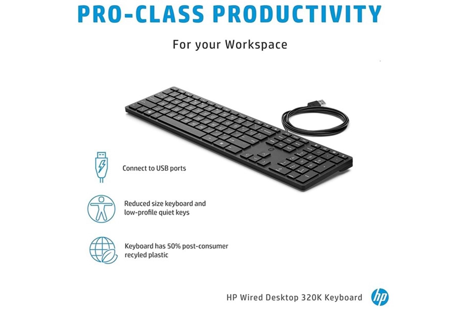 HP 320K 9SR37AA Kablolu Türkçe USB Klavye Siyah 