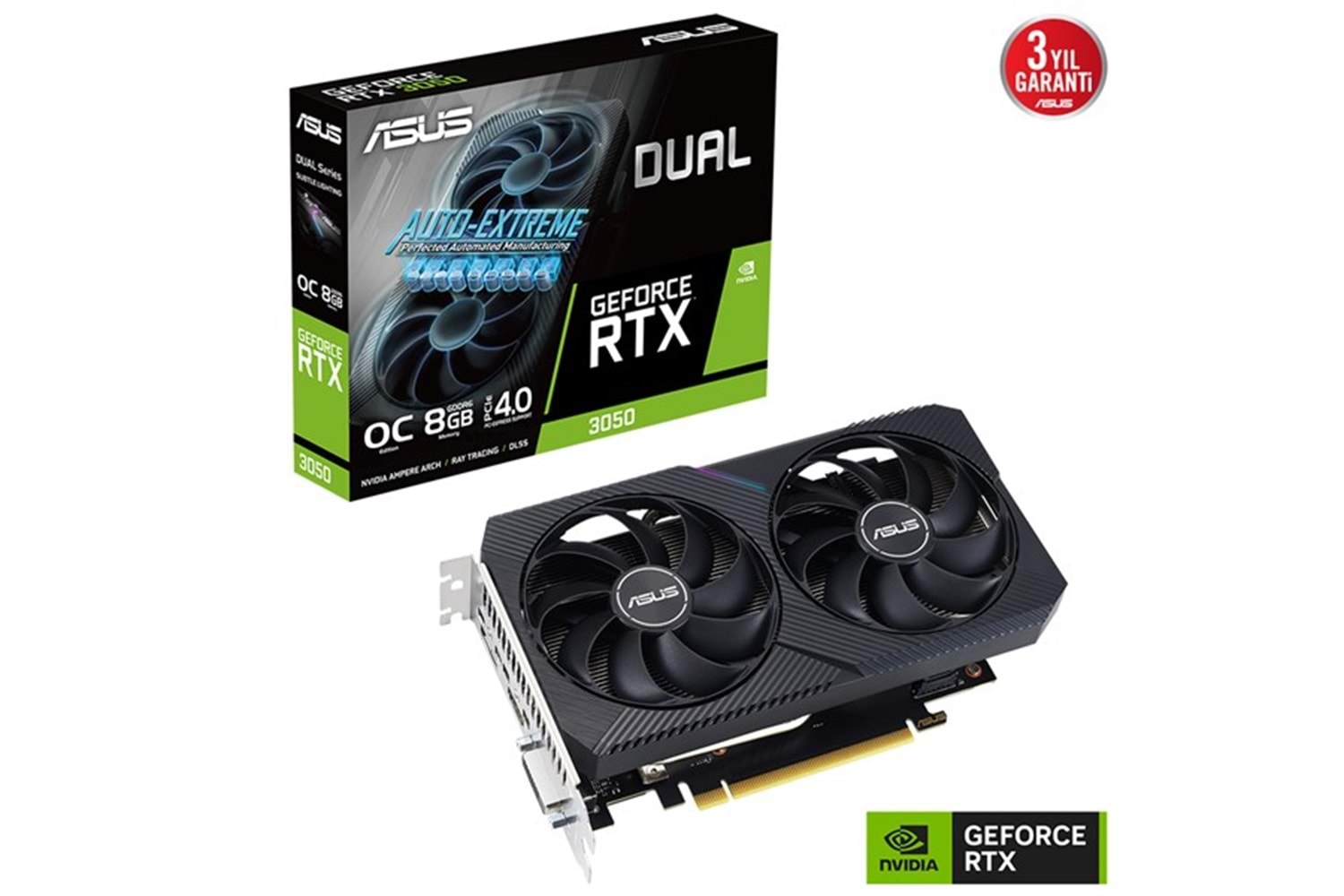 ASUS 8GB DUAL RTX3050-O8G-V2 GDDR6 128Bit HDMI-DP-DVI PCIE 4.0 