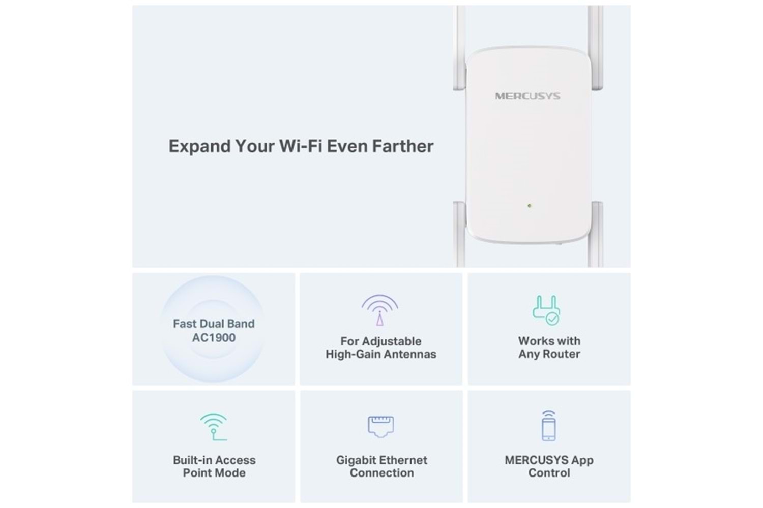 MERCUSYS ME50G AC1900 MENZİL GENİŞLETİCİ PRİZ TİP