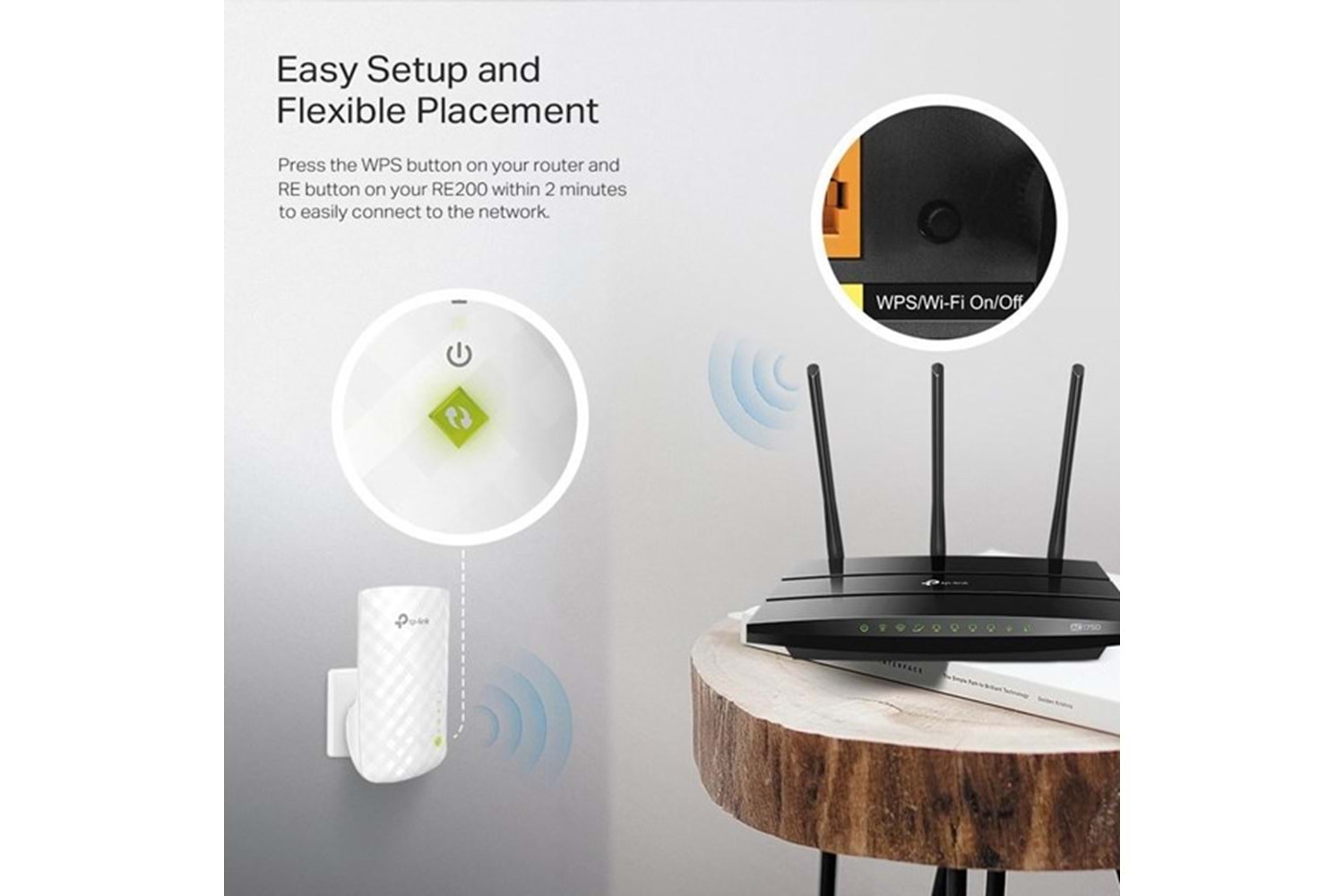 TP-LINK RE200 AC750 Menzil Genişletici Priz Tip