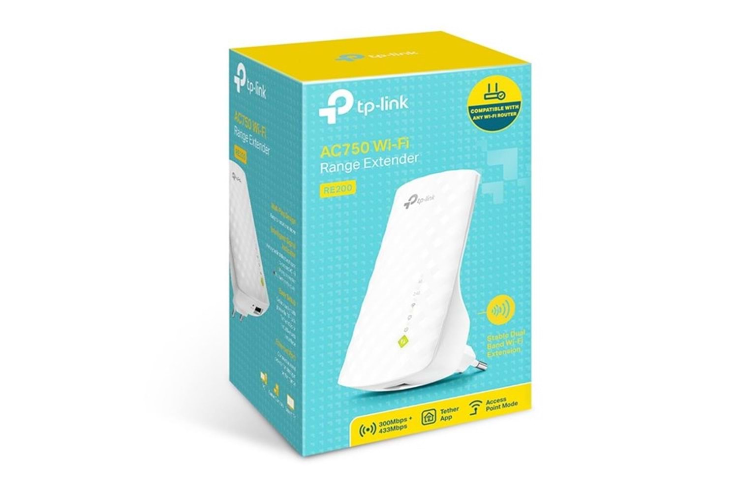 TP-LINK RE200 AC750 Menzil Genişletici Priz Tip