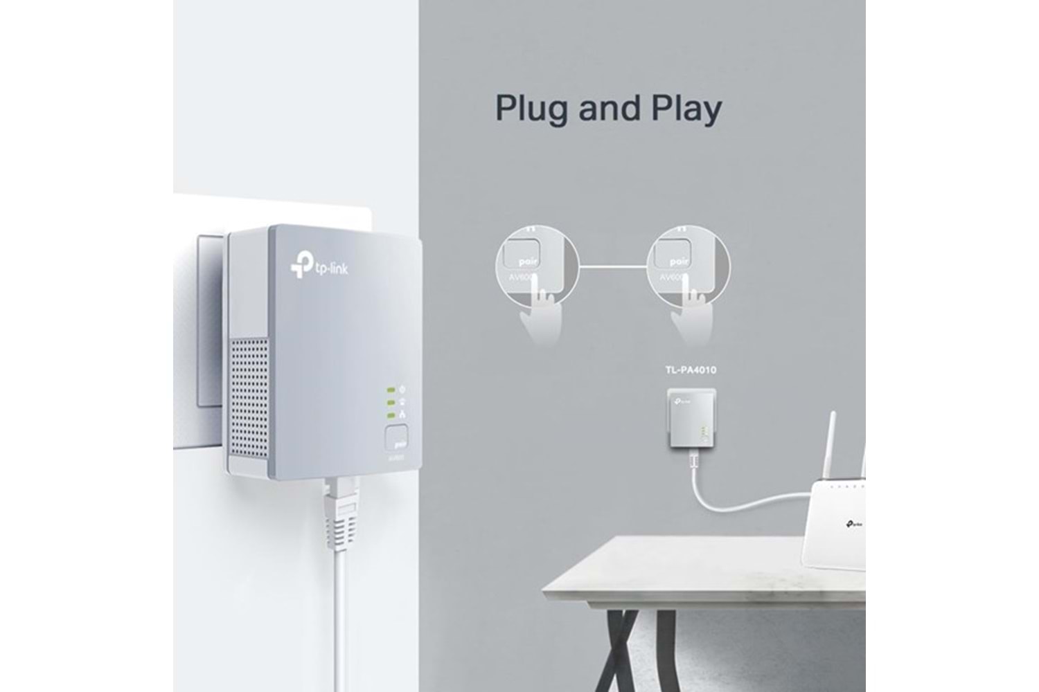 TP-LINK TL-PA4010KIT 500mbps AV600 EV Ofis Tipi PowerLine Ağ Adaptörü 2-li paket