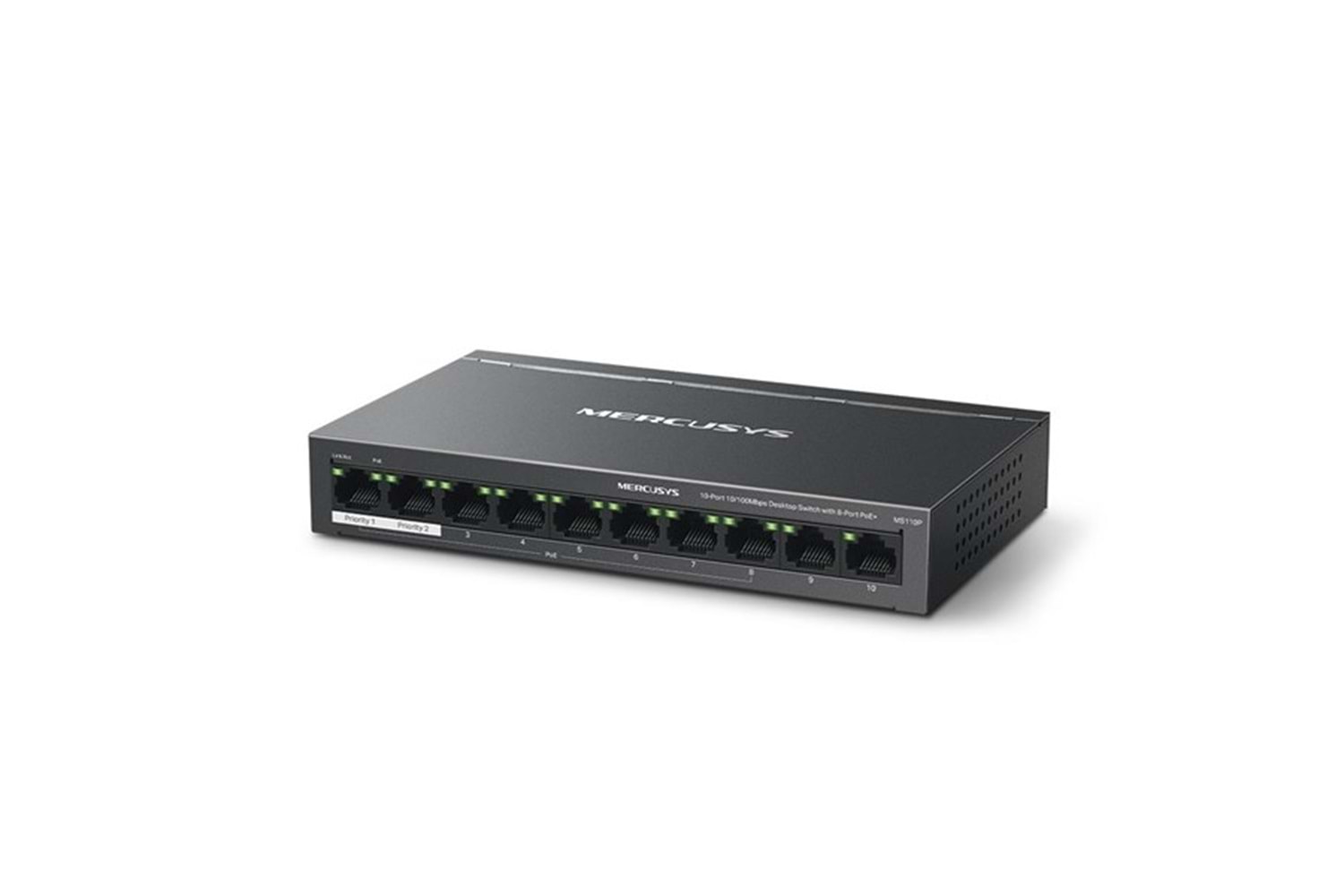 MERCUSYS 10-PORT MS110P 10/100 YÖNETİLMEZ 65W 8-PORT POE SWITCH