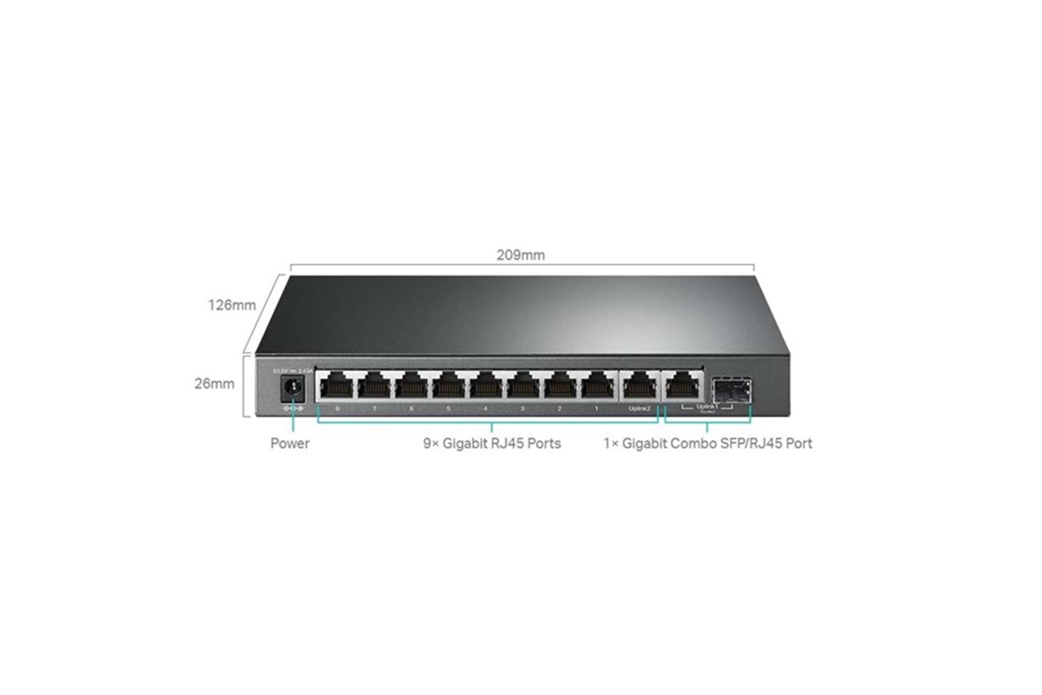 TP-LINK 8port TL-SG1210MPE Gigabit 1-SFP 123w Full PoE Yönetilebilir Switch