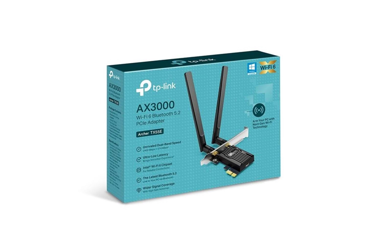 TP-LINK ARCHER TX55E AX3000 Bluetooth 5.2 PCIe Kablosuz Adaptör