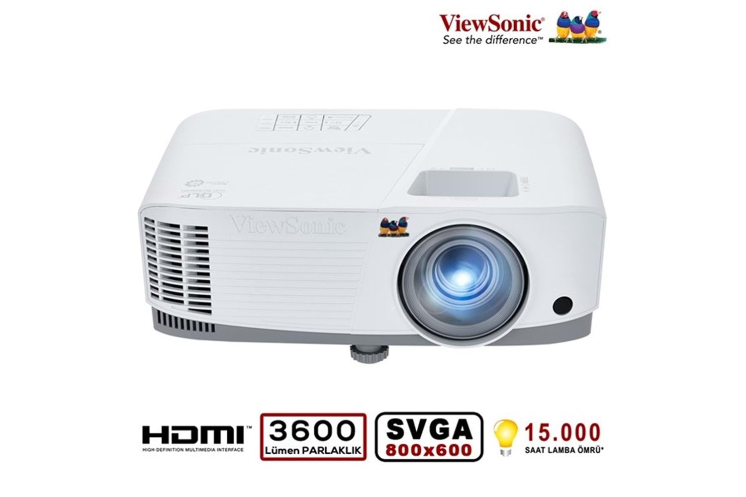 VIEWSONIC 3600ansilümen 800x600 PA503S 22.000:1 15.000saat (Eco Mod) DLP HDMI Projeksiyon	