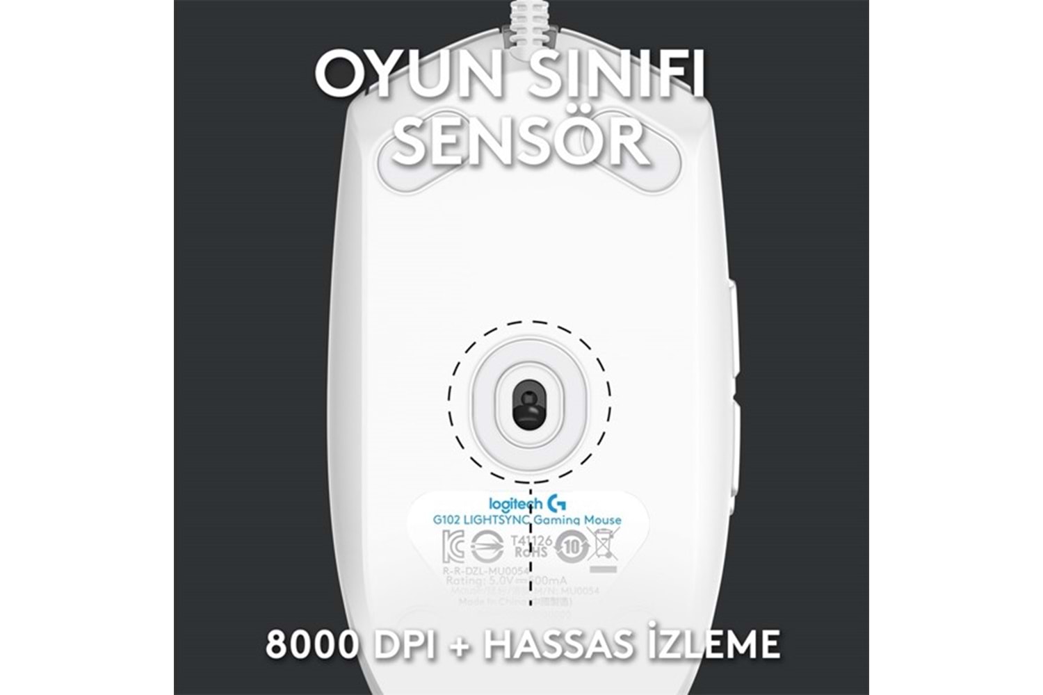 LOGITECH G G102 Lıghtsync Oyuncu Mouse Beyaz 910-005824