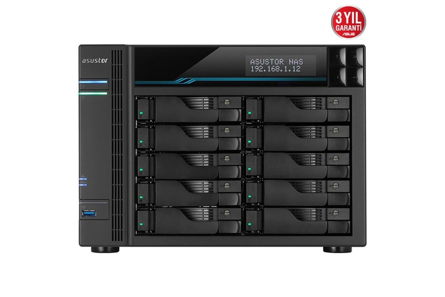 ASUSTOR AS6510T-8GB ATOM C3538 8GB RAM-10-diskli Nas Server (Disksiz)