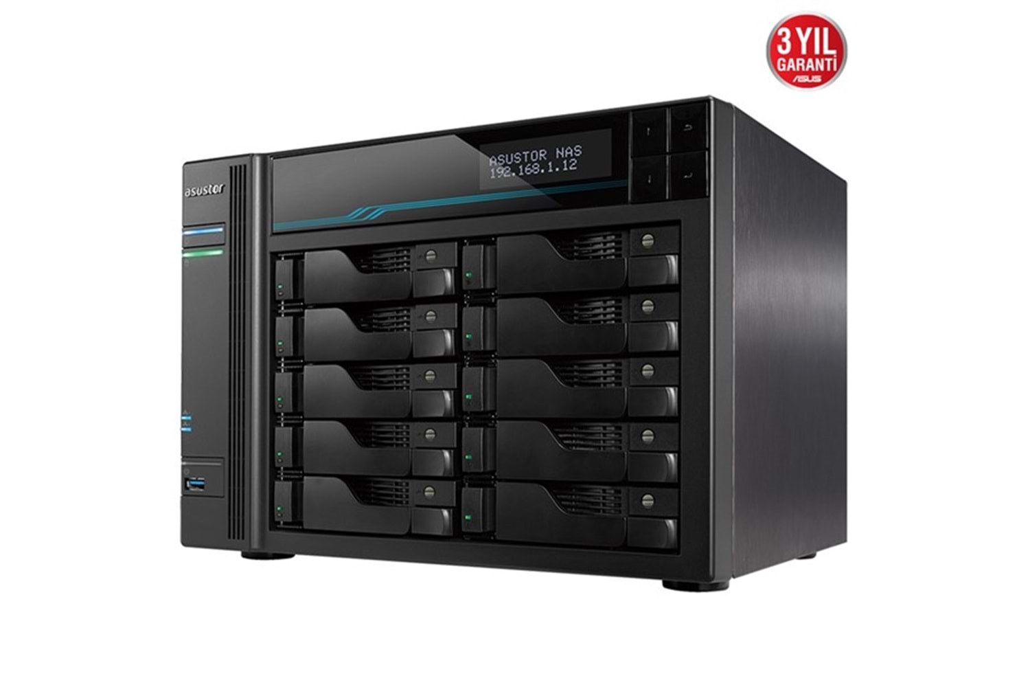 ASUSTOR AS6510T-8GB ATOM C3538 8GB RAM-10-diskli Nas Server (Disksiz)