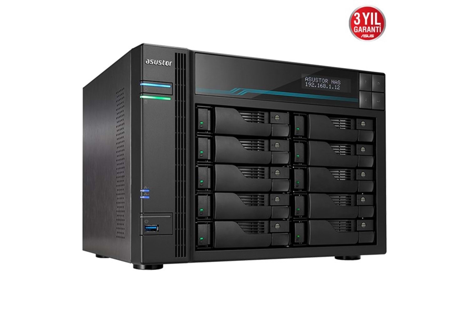 ASUSTOR AS6510T-8GB ATOM C3538 8GB RAM-10-diskli Nas Server (Disksiz)