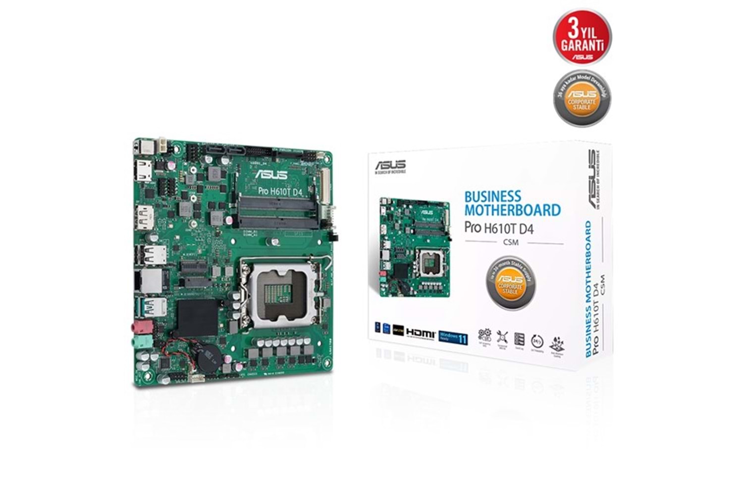ASUS PRO H610T D4-CSM DDR4 HDMI-DP PCIE 4.0 1700P MITX KURUMSAL ANAKART