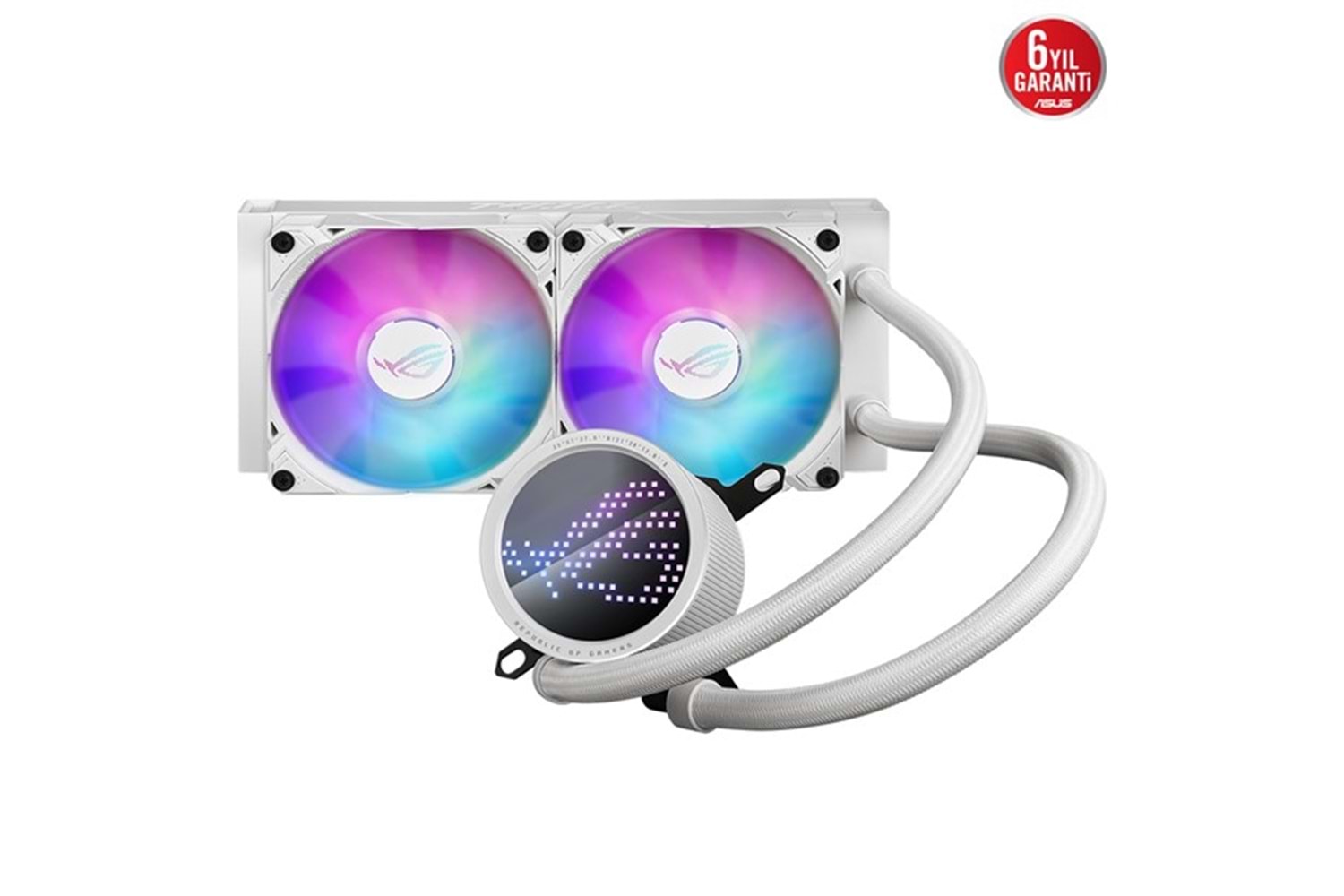 ASUS 240MM ROG RYUO III ARGB ANIME MATRIX LED EKRAN AM5-1700P SIVI SOĞUTMALI İŞLEMCİ FANI BEYAZ