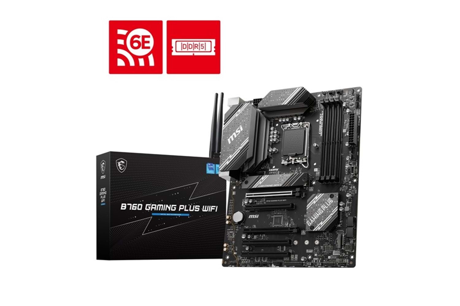 Msı B760 Gamıng Plus Wıfı Soket 1700 Ddr5 6800(Oc) Pcı-E ,M.2 Usb3.2 Hdmı,Dp 1X 2.5G Lan Wı-Fı 6E Atx