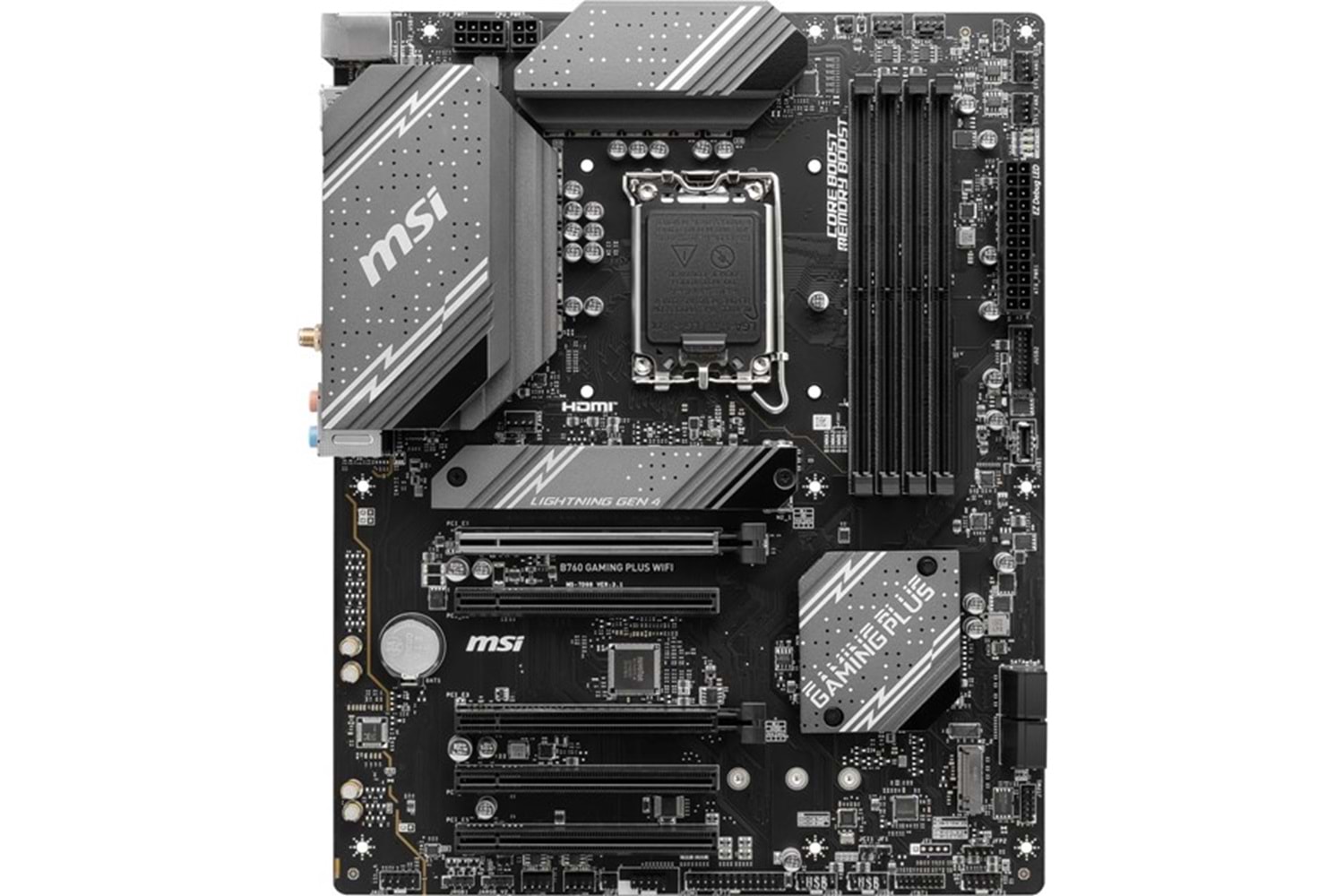 Msı B760 Gamıng Plus Wıfı Soket 1700 Ddr5 6800(Oc) Pcı-E ,M.2 Usb3.2 Hdmı,Dp 1X 2.5G Lan Wı-Fı 6E Atx