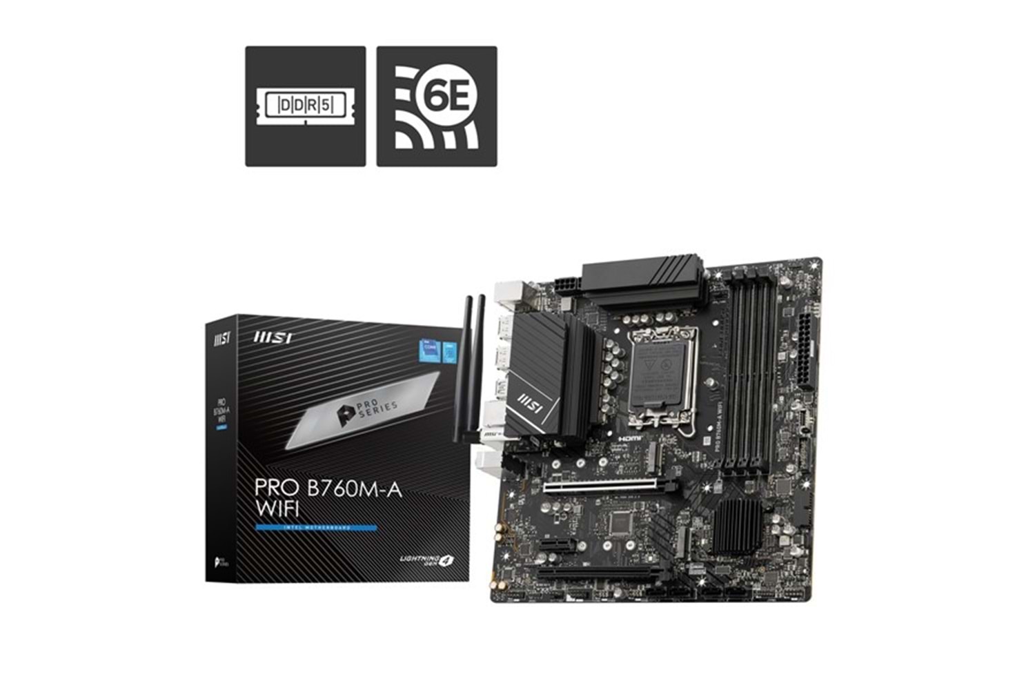 MSI PRO B760M-A WIFI-6E DDR5 HDMI-DP PCIE 4.0 1700p ATX
