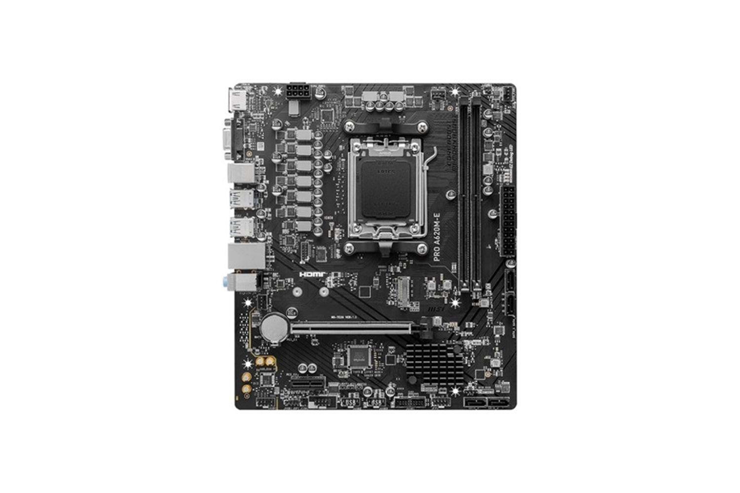 MSI PRO A620M-E DDR5 HDMI PCIe 16X v4.0 AM5 mATX