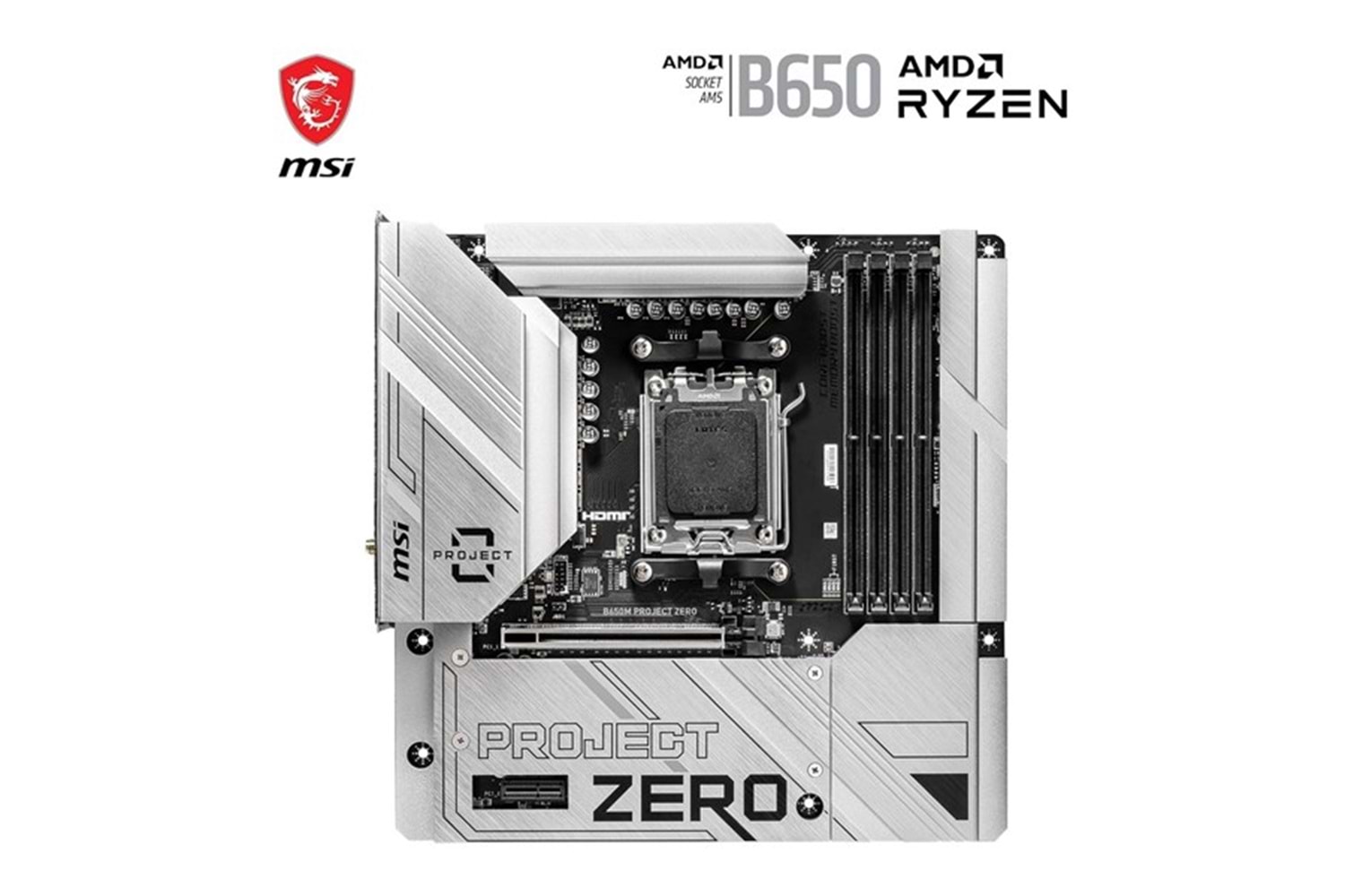 MSI B650M PROJECT ZERO WIFI-6E DDR5 HDMI-DP PCIE 4.0 AM5 mATX