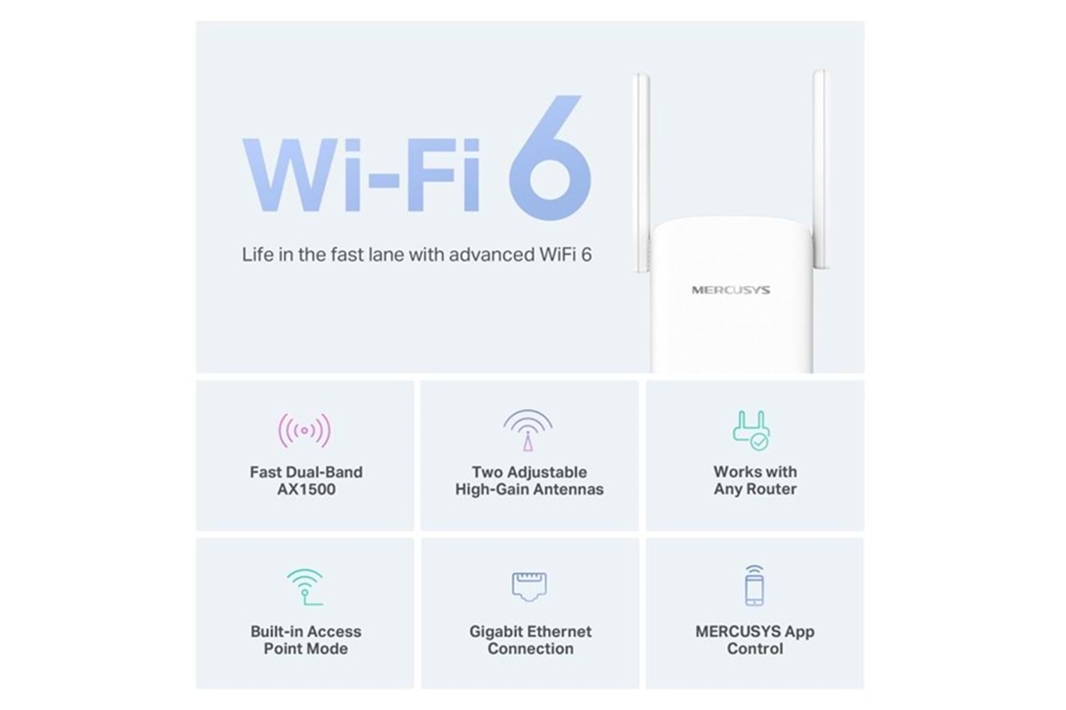 MERCUSYS ME60X AX1500 MENZİL GENİŞLETİCİ PRİZ TİP 