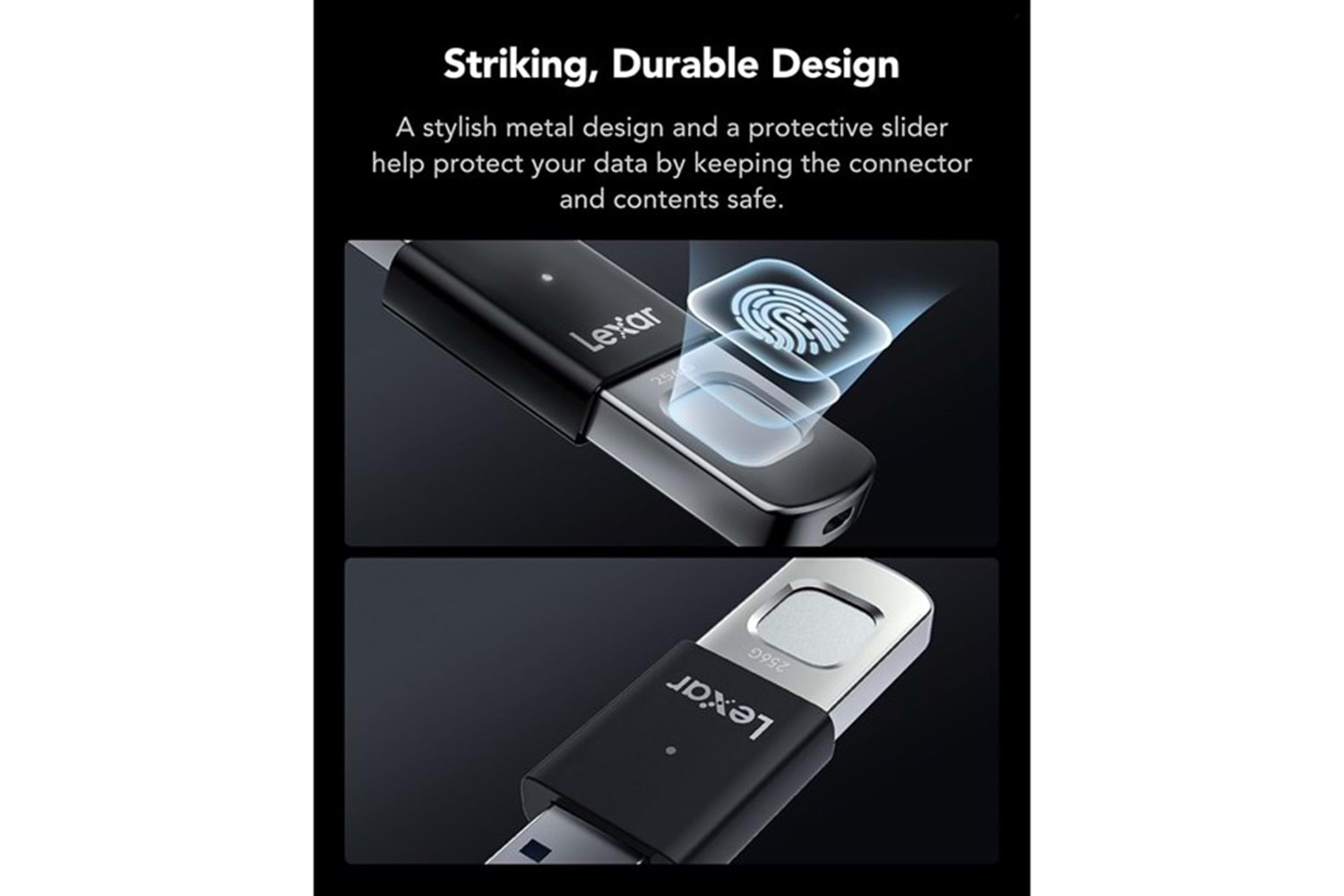 LEXAR 256GB JUMP DRIVE FINGERPRINT F35 PRO LJDF35P256G-RNBNG USB 3.2 BELLEK