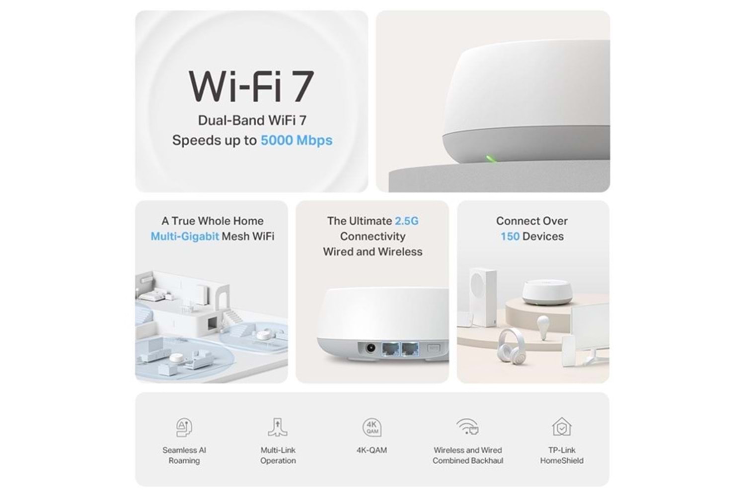 TP-LINK BE25 BE5000 WIFI7 EV OFİS TİPİ MESH ROUTER 3-lü paket