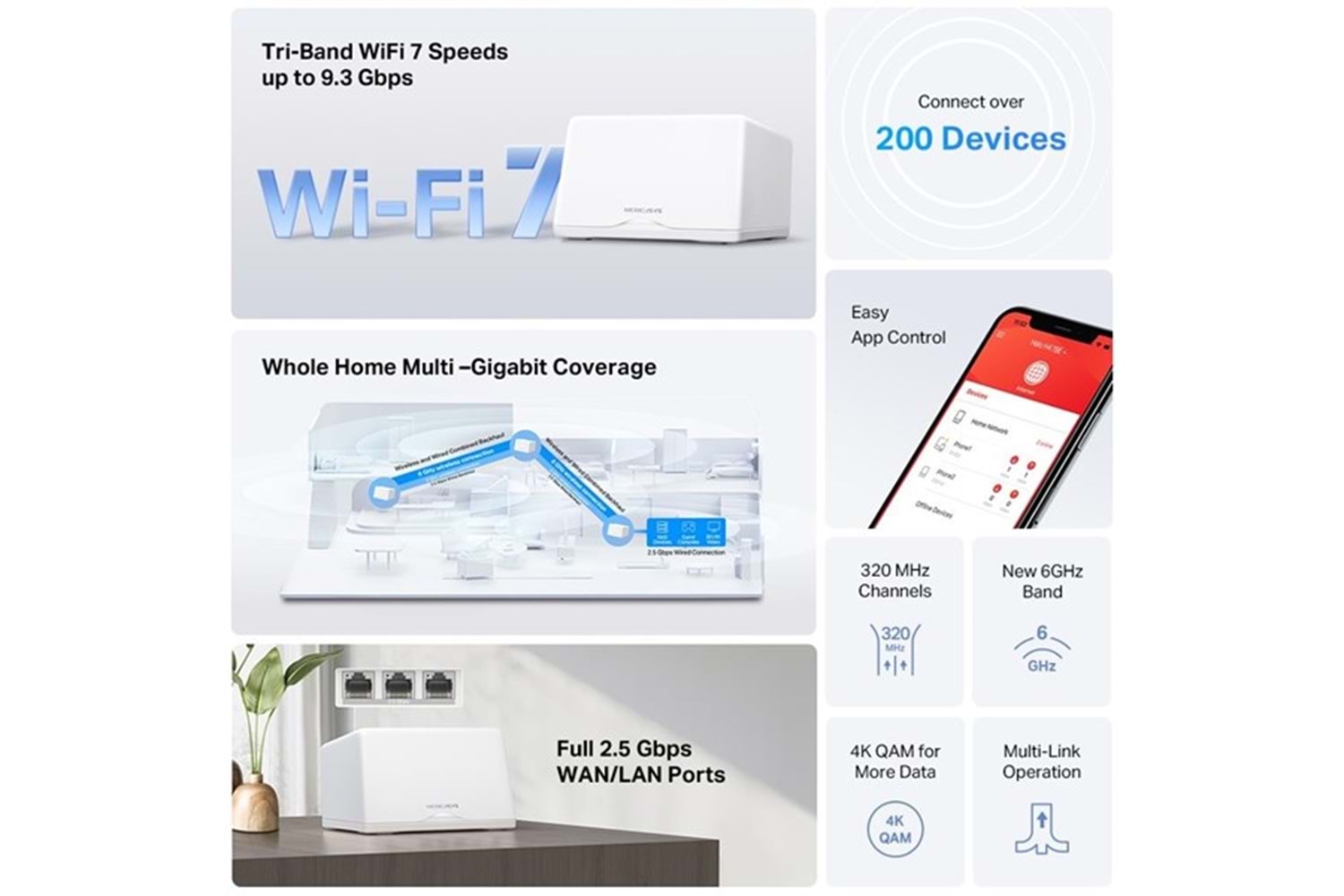 MERCUSYS HALO H47BE BE9300 WIFI7 MESH ROUTER 2-li paket