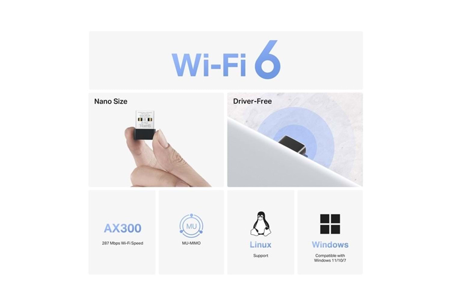 MERCUSYS MA14N AX300 WIFI6 Nano Kablosuz USB Adaptör