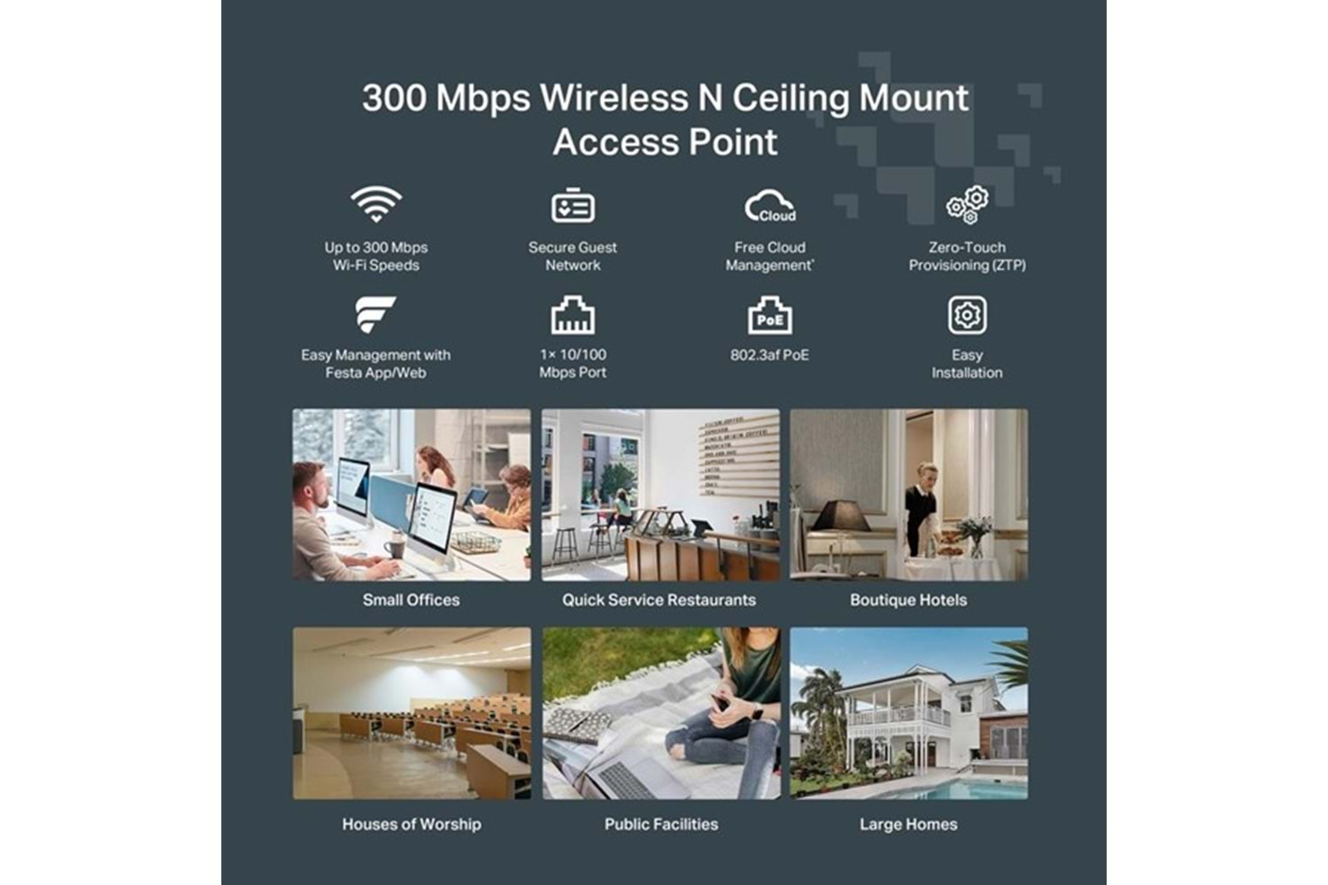 TP-LINK FESTA F41 N300 TAVAN TİPİ ACCESS POINT 