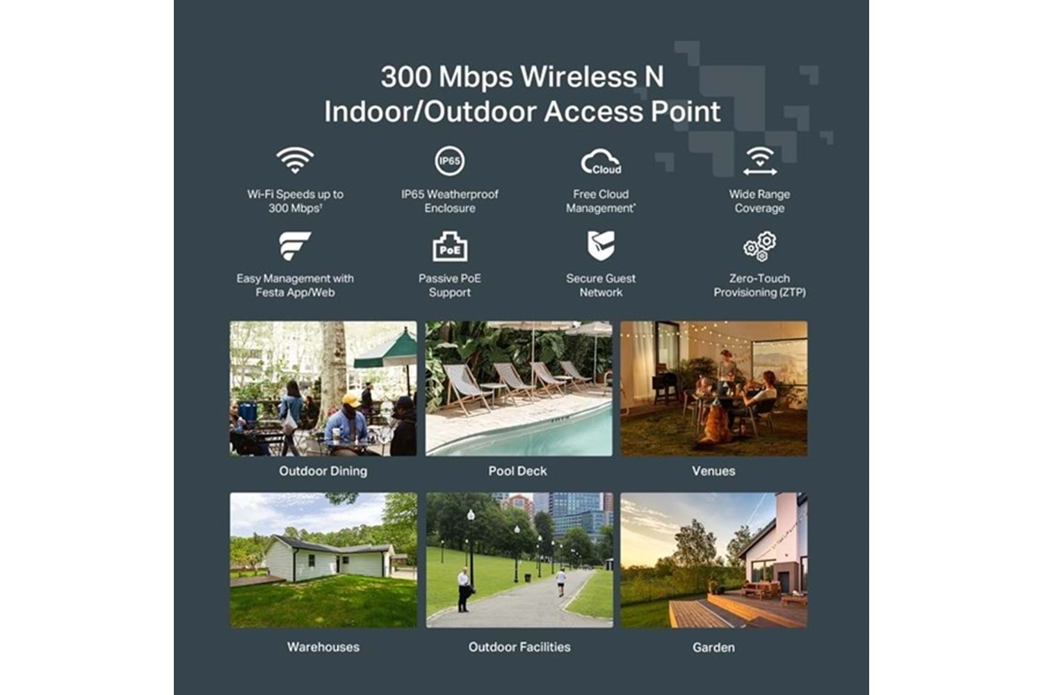 TP-LINK FESTA F41-OUTDOOR N300 DAHİLİ-HARİCİ ACCESS POINT