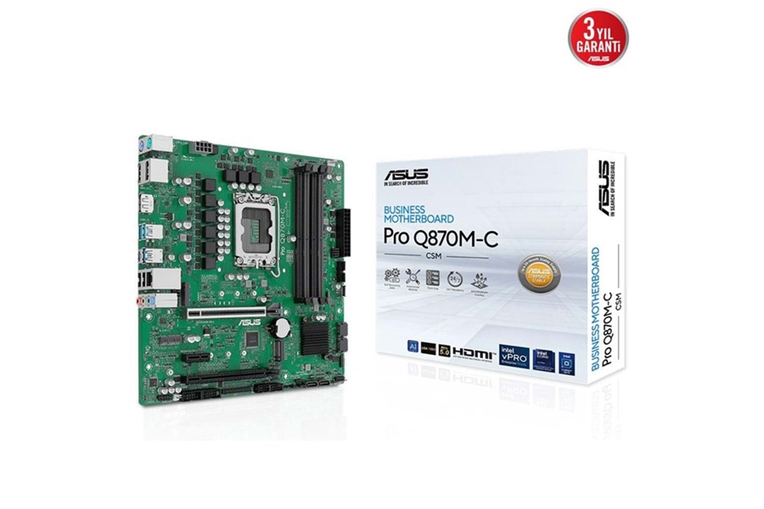ASUS PRO Q870M-C CSM DDR5 HDMI-DP PCIE 5.0 1851P MATX KURUMSAL ANAKART
