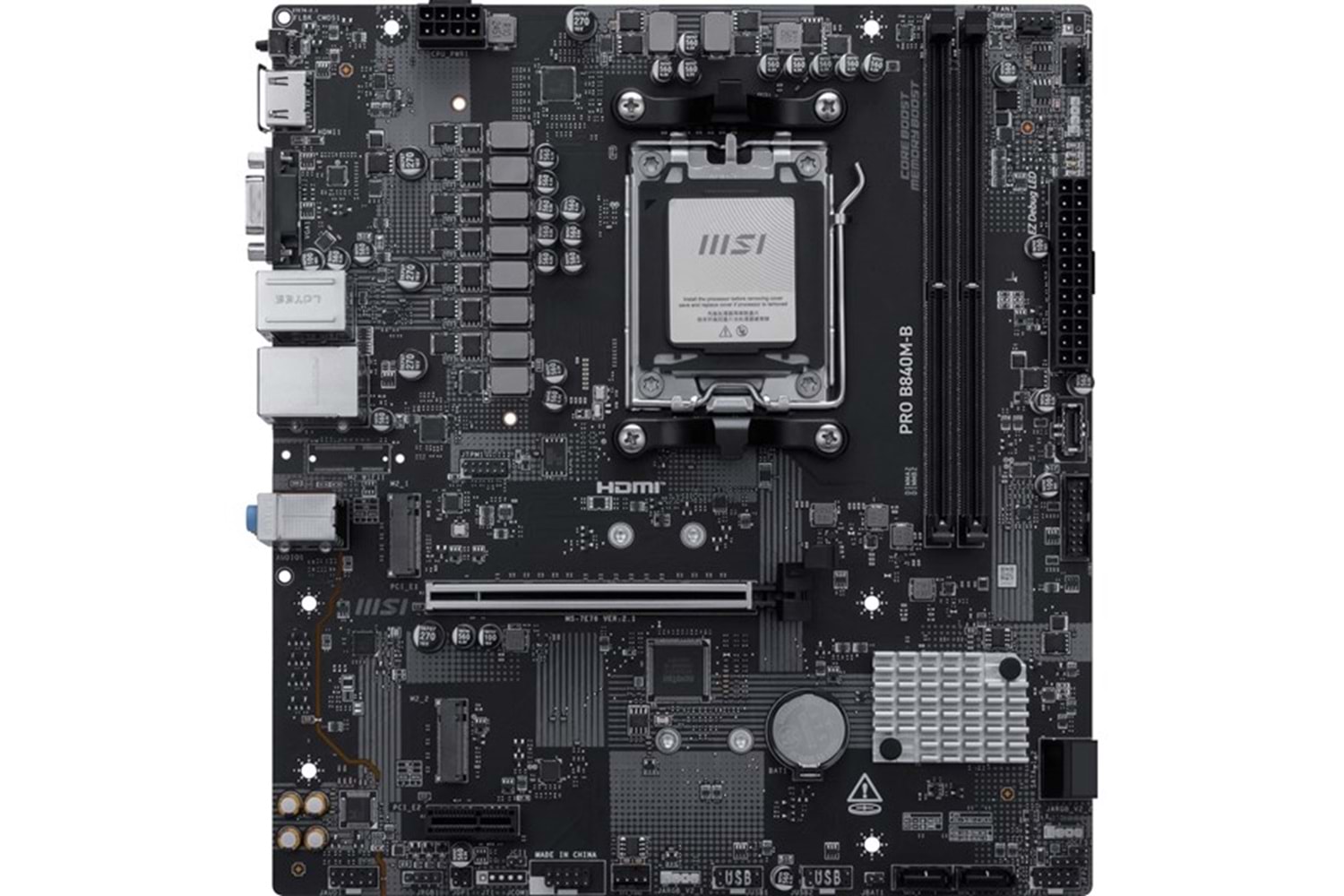 MSI PRO B840M-B DDR5 HDMI PCIe 16X v4.0 AM5 mATX
