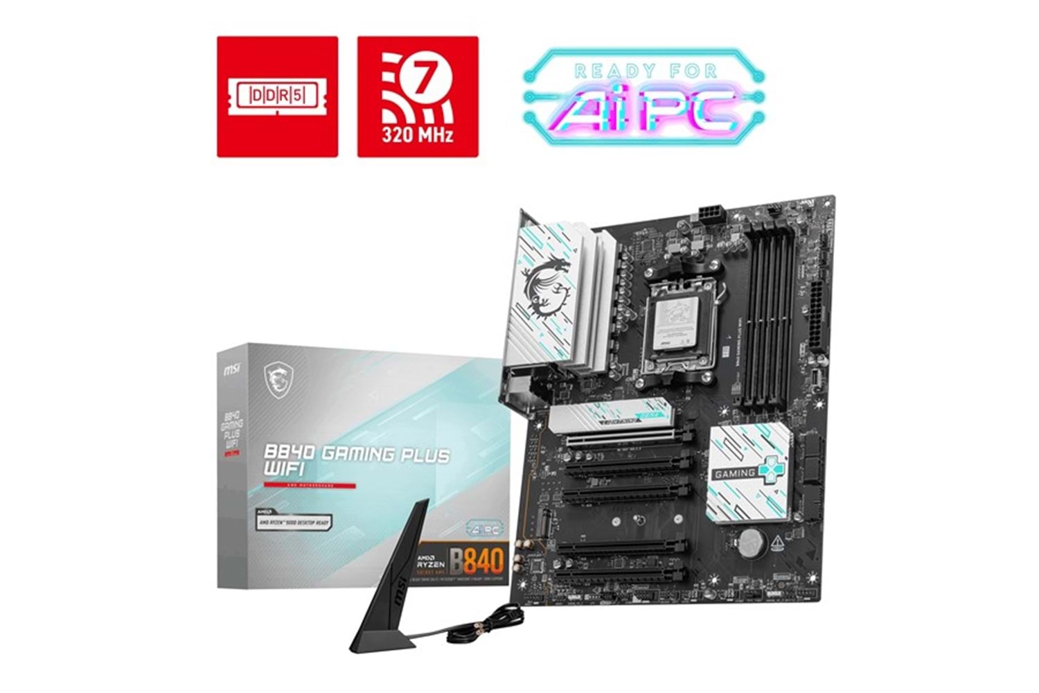 MSI PRO B840M GAMING PLUS WIFI6E DDR5 HDMI PCIe 16X v4.0 AM5 mATX