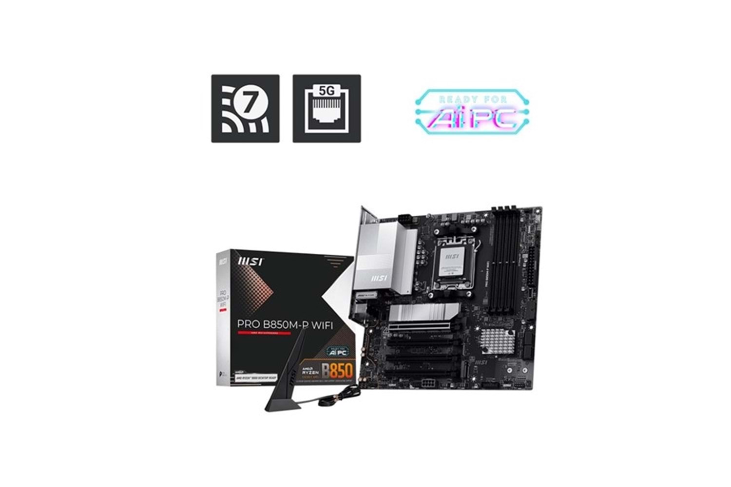 MSI PRO B850M-P WIFI7 DDR5 HDMI-DP PCIE 5.0 AM5 MATX
