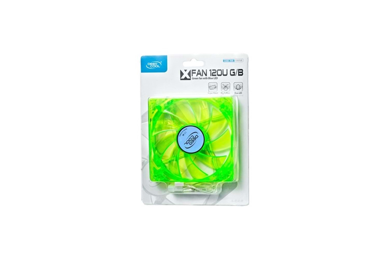 DEEPCOOL XFAN120U-G/B Yesıl Uzerıne Mavı Ledlı Kasa Fanı 120Mm