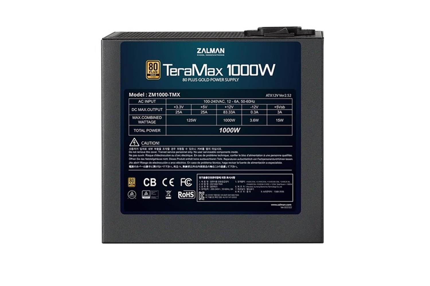 ZALMAN 1000W 80+ GOLD ZM1000-TMXSE PCIE 5.1 TAM MODÜLER POWER SUPPLY