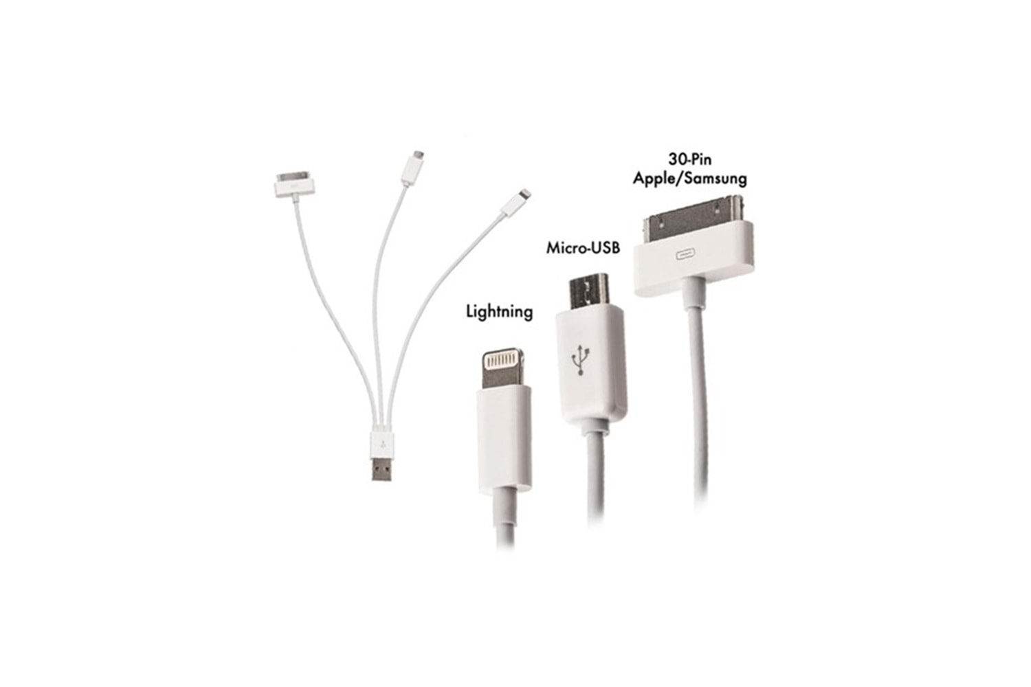 Codegen Apple iPhone 30 Pin / 8 Pin / Micro USB 20 Cm Şarj Kablosu CDG-CNV73
